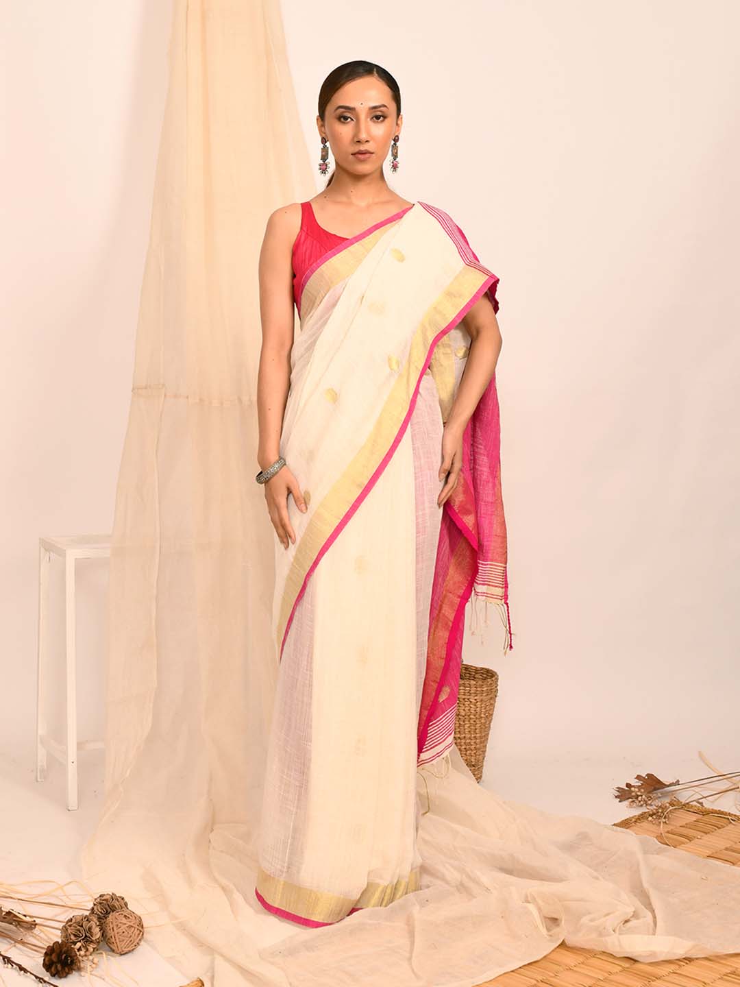 BLUSH SERENITY (HANDLOOM LIVA SAREE)