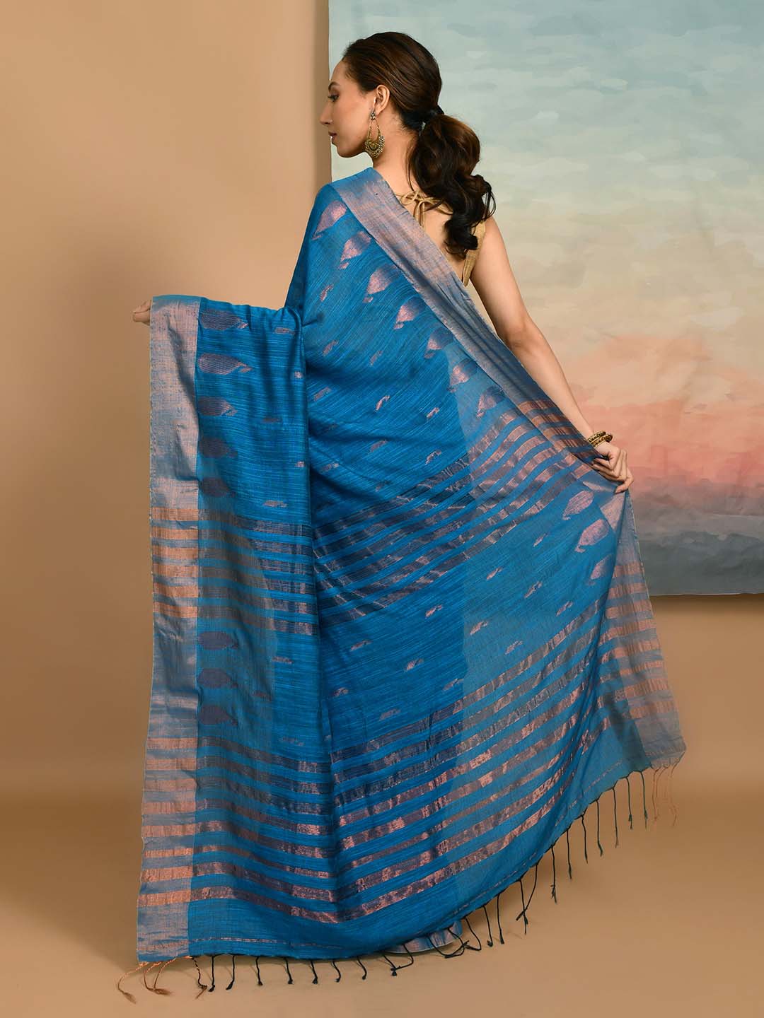 BLUE OPAL (HANDLOOM LIVA SAREE)