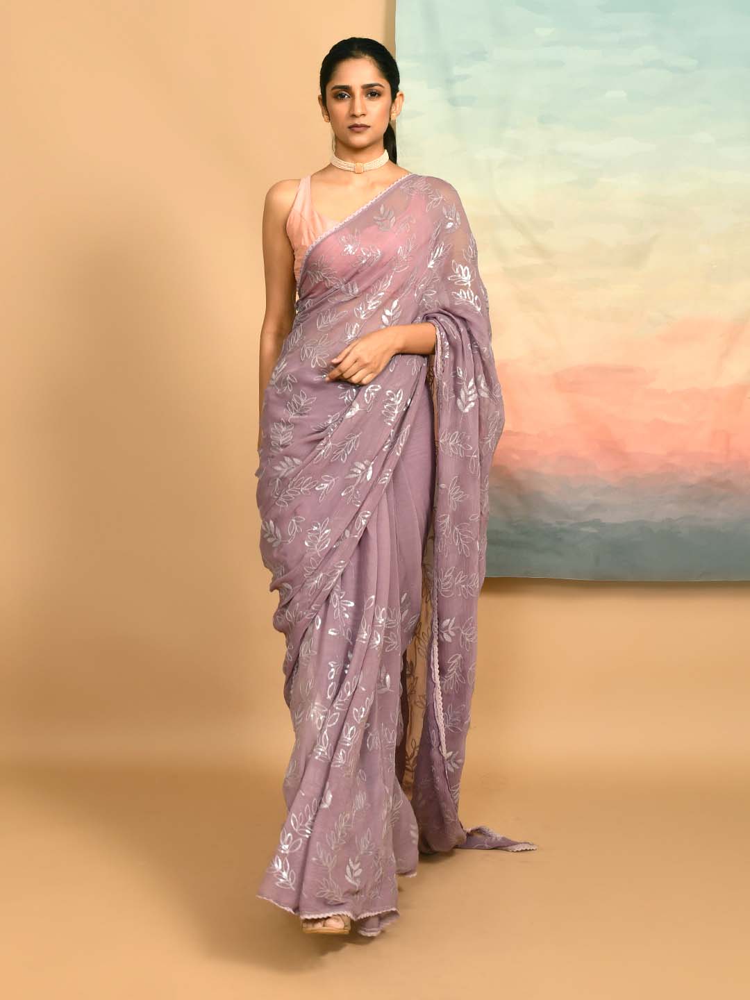 MAUVE ENCHANTMENT (DESIGNER MODAL SILK SAREE)