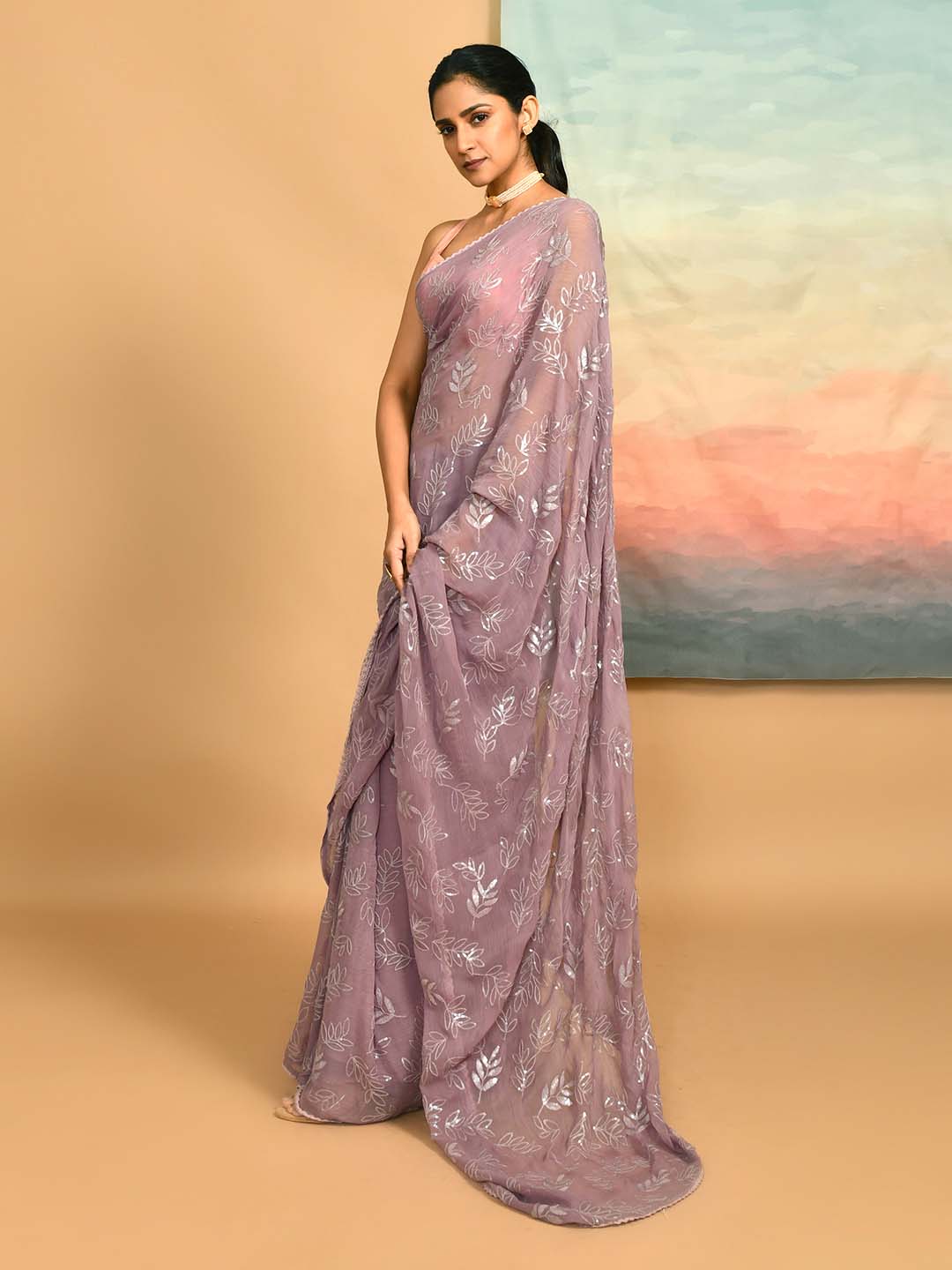 MAUVE ENCHANTMENT (DESIGNER MODAL SILK SAREE)