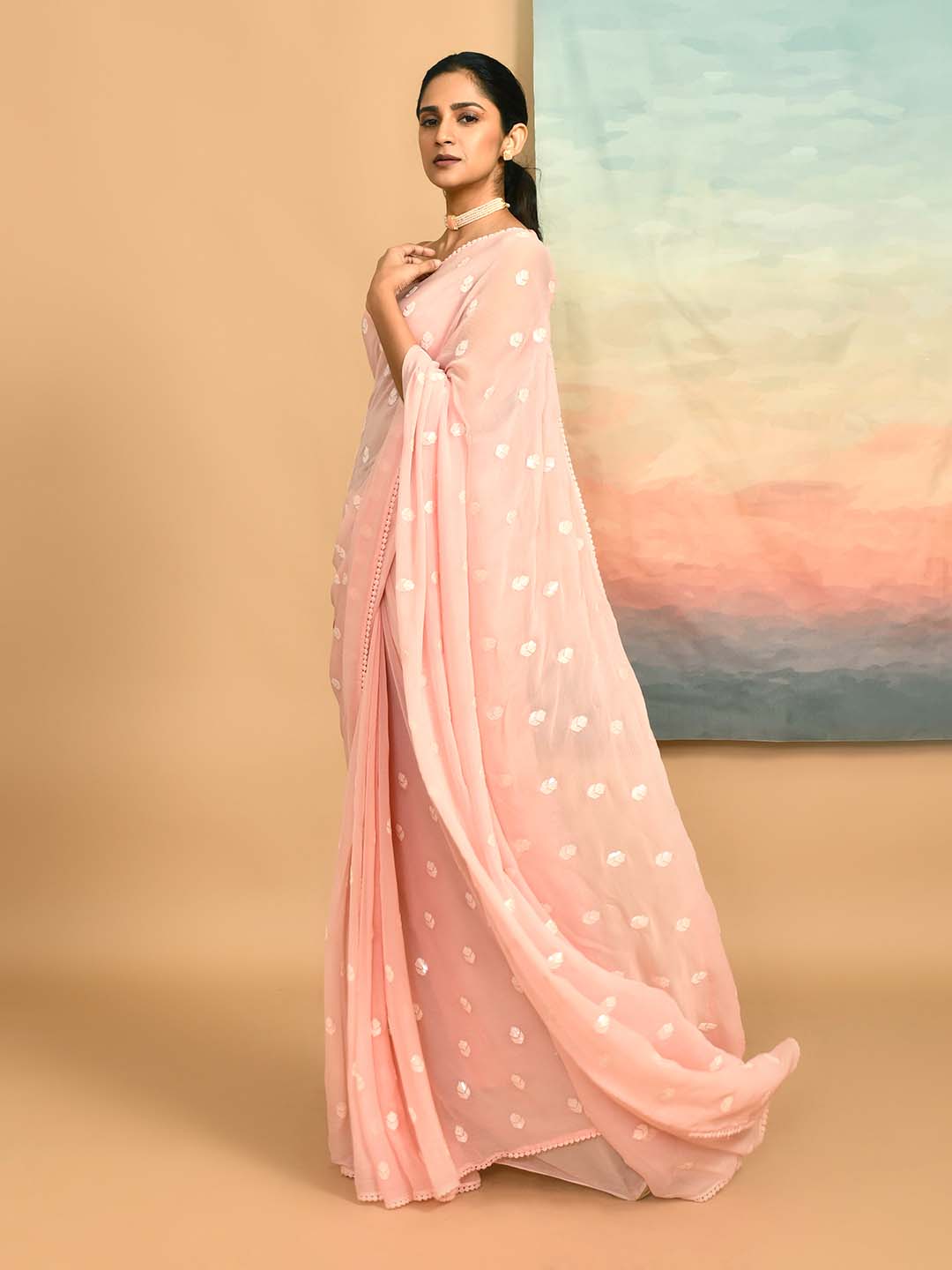 DELICATE BLUSH (DESIGNER MODAL SILK SAREE)