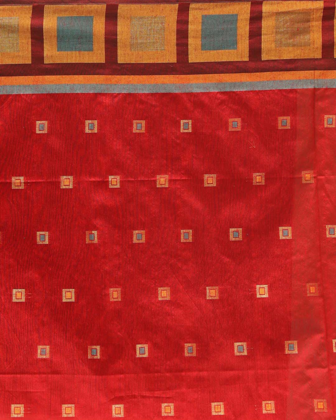 SCARLET SPLENDOR (HANDLOOM COTTON BLEND SAREE)