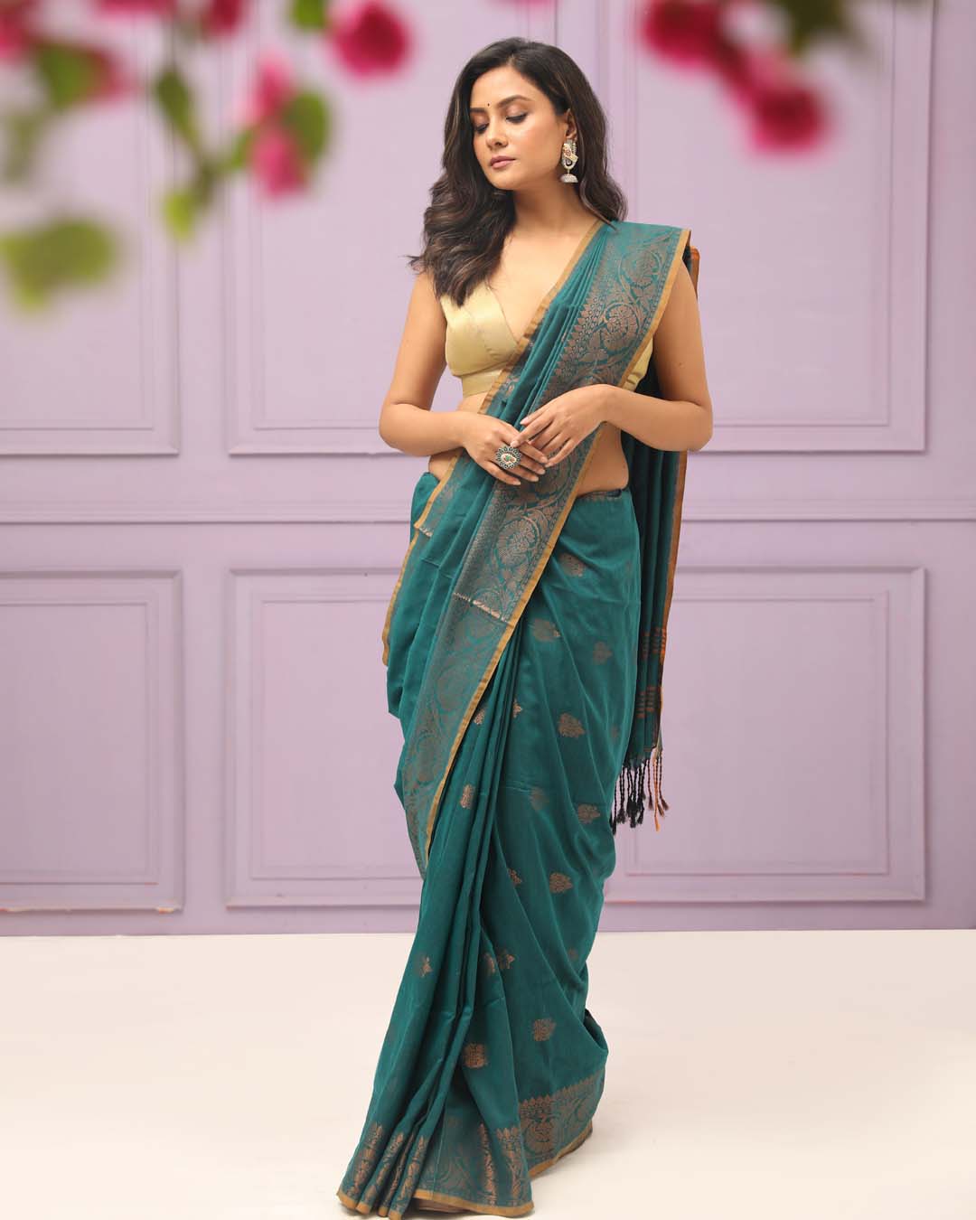 EMERALD WHISPER (HANDLOOM COTTON BLEND SAREE)