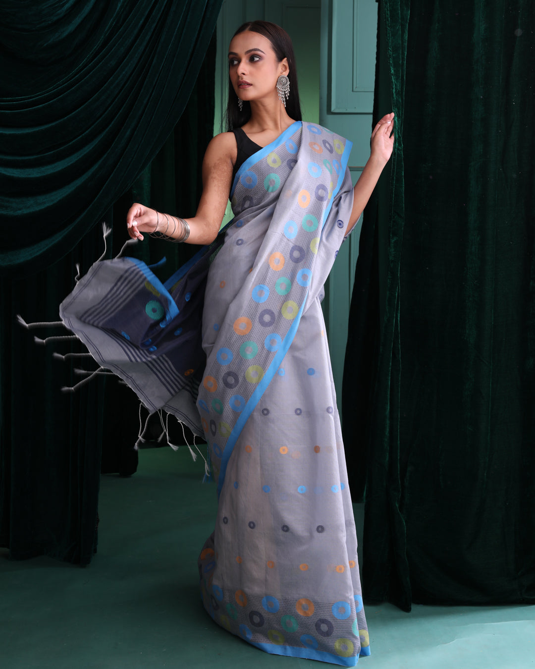 CELESTIAL CIRCLES (HANDLOOM COTTON BLEND SAREE)
