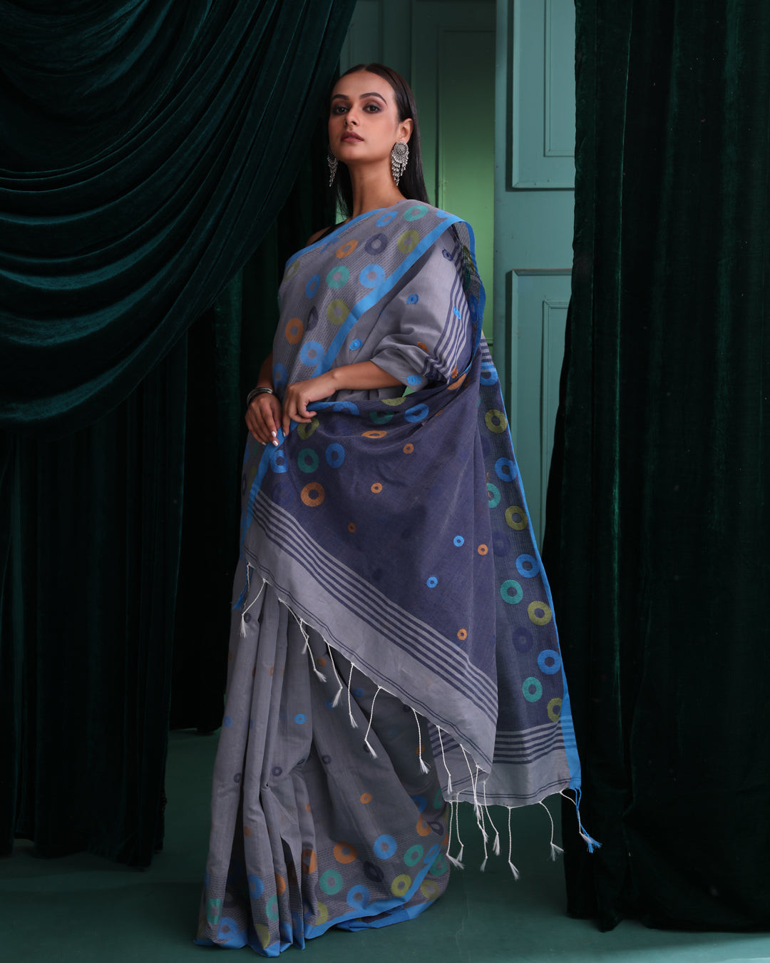 CELESTIAL CIRCLES (HANDLOOM COTTON BLEND SAREE)