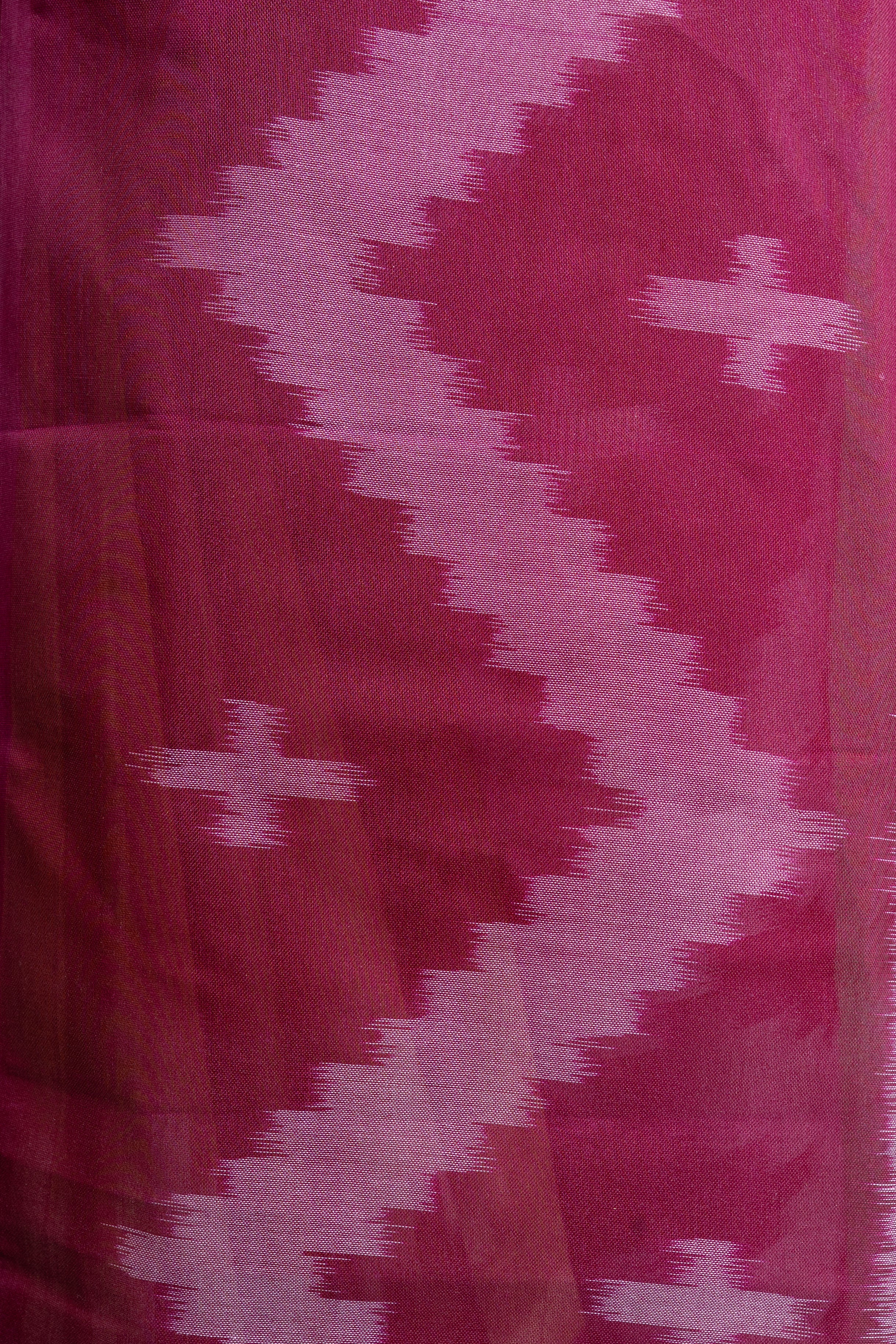 Magenta–Mustard Ikat Weave Saree