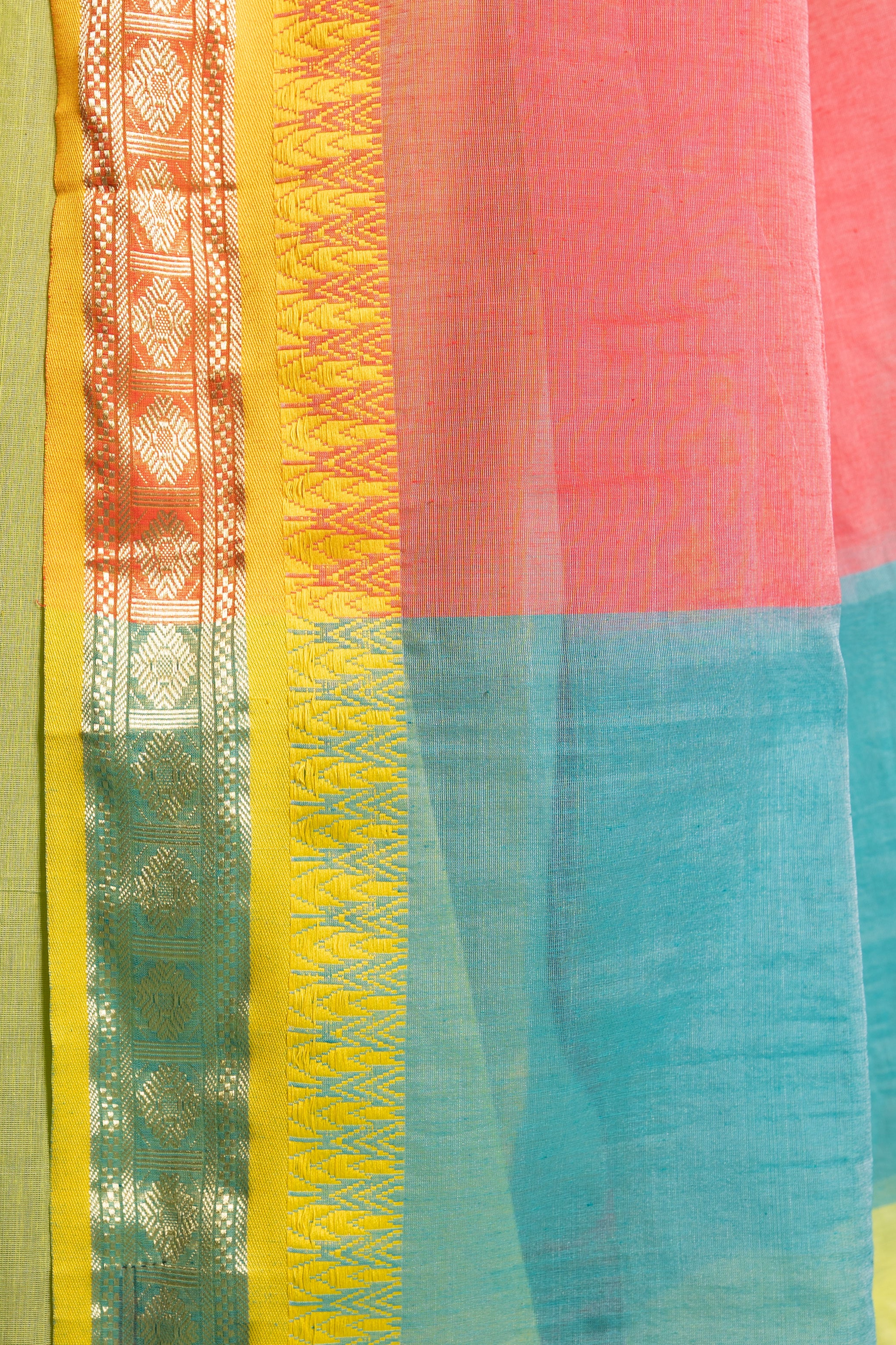 Sunlit Lime Handloom Cotton Saree
