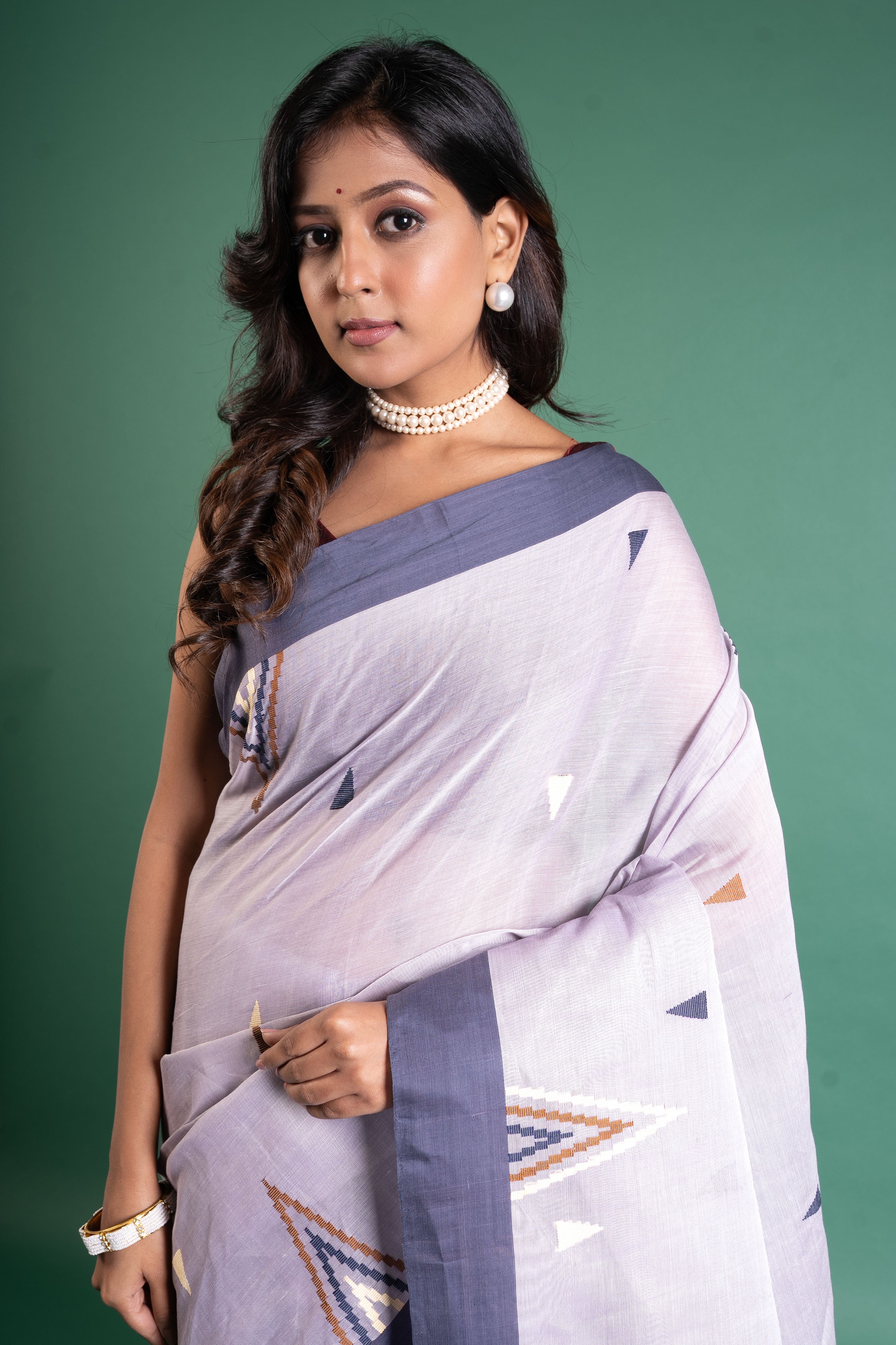 Lavender Mist Geometric Pure Handloom Saree