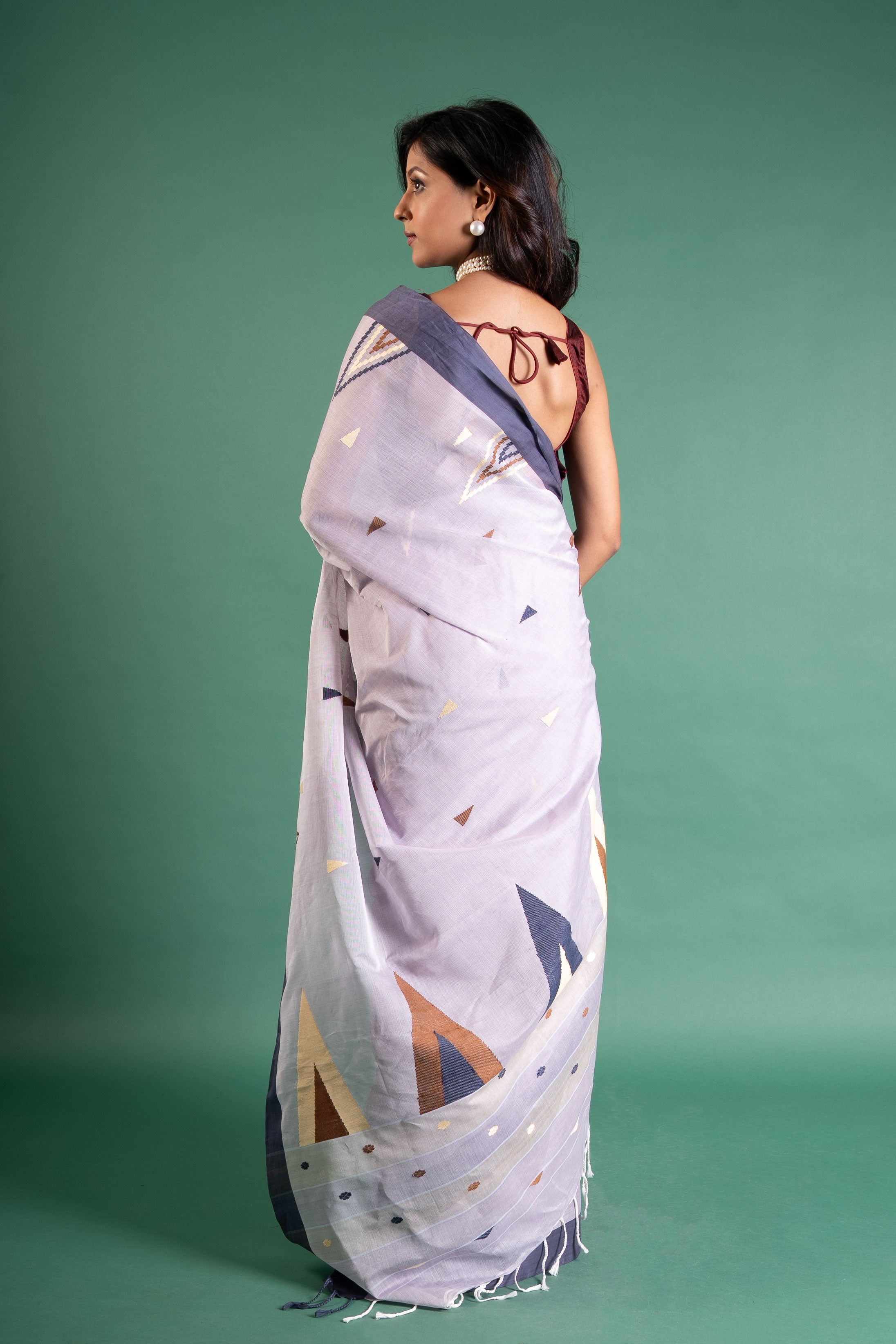 Lavender Mist Geometric Pure Handloom Saree