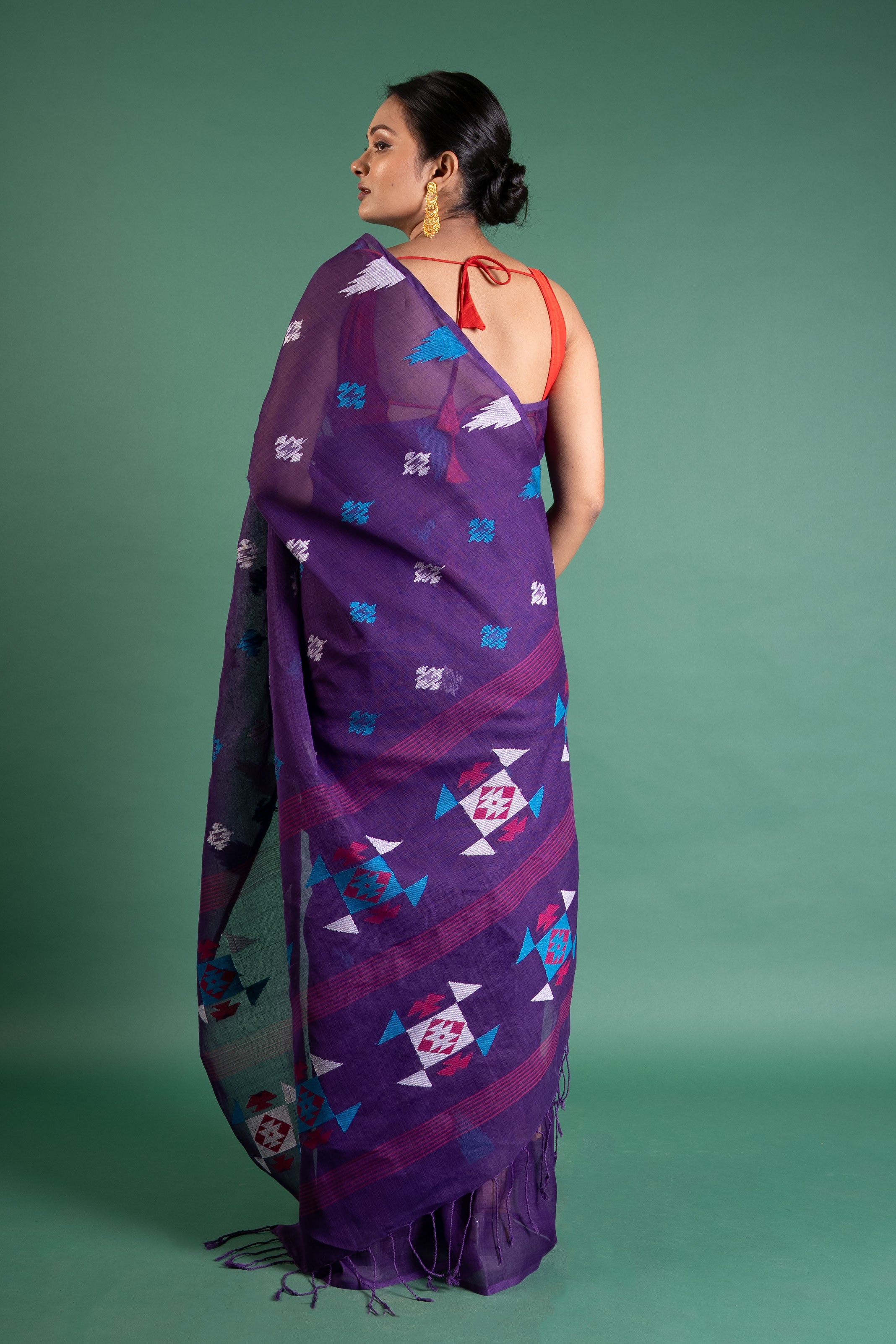 Royal Amethyst Handloom Saree with Ikat Motifs