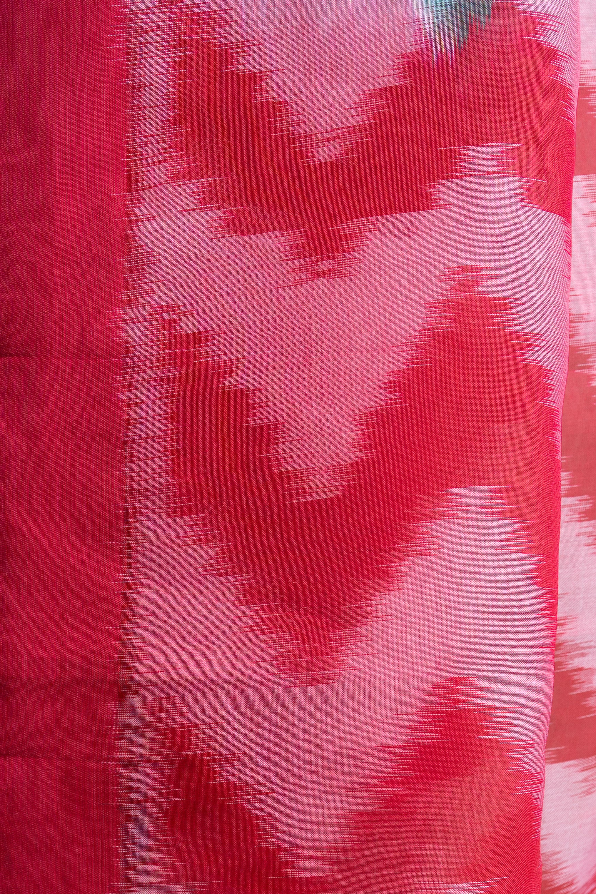 Teal & Rani Pink Handloom Ikat Saree