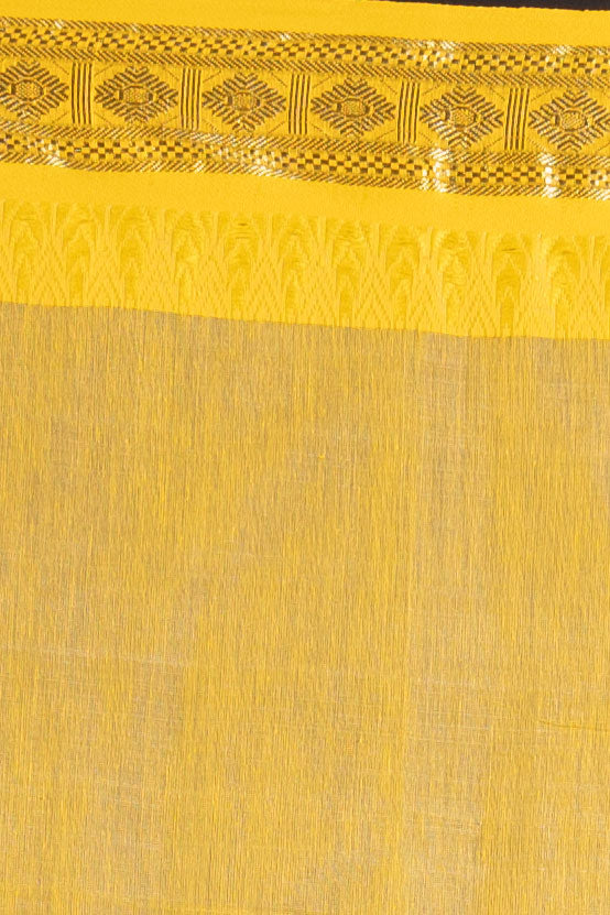 Surya Kiran Yellow Handloom Saree with Zari Temple Border