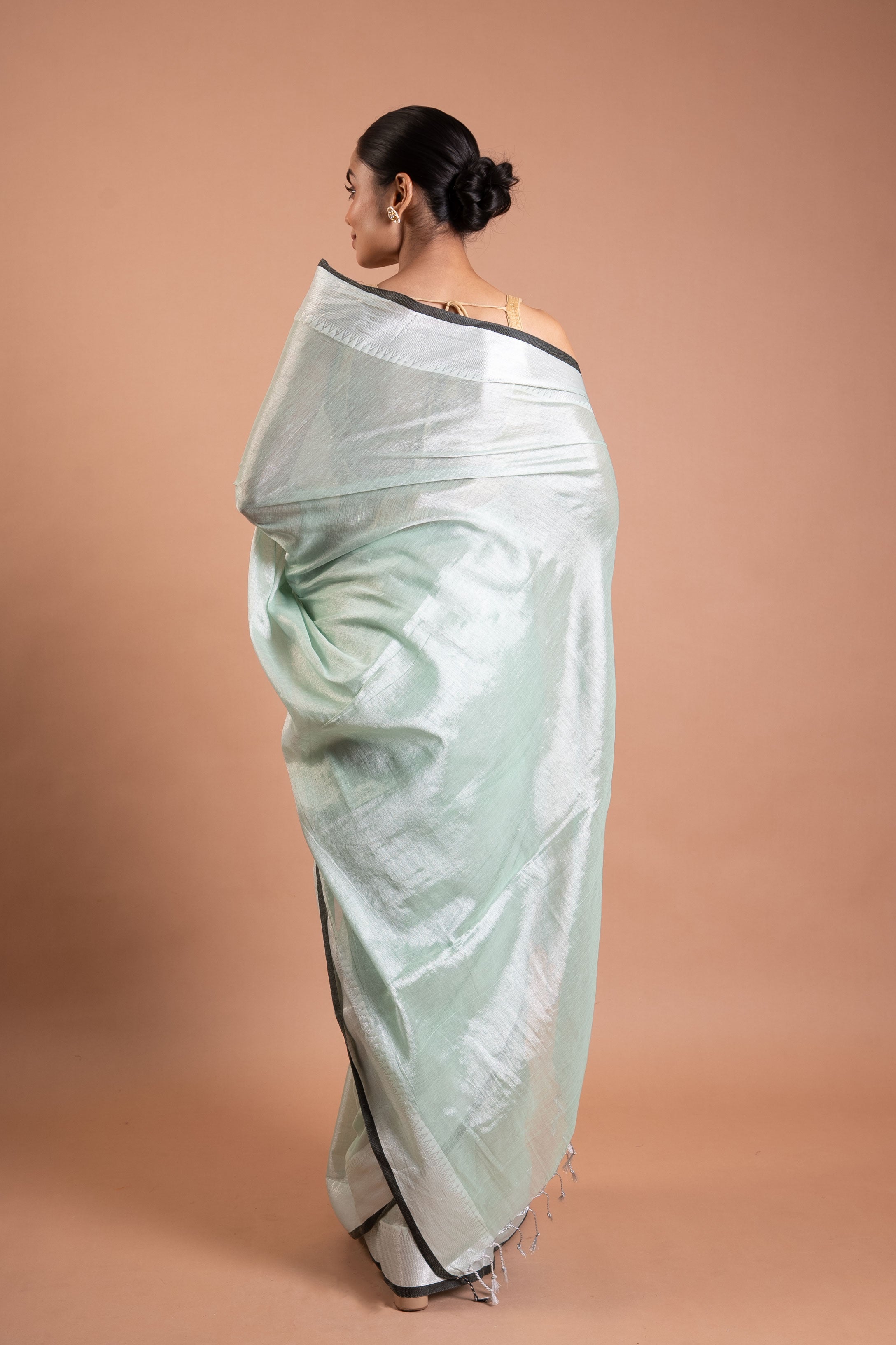 Mint Silver Glow Pure Tissue Saree