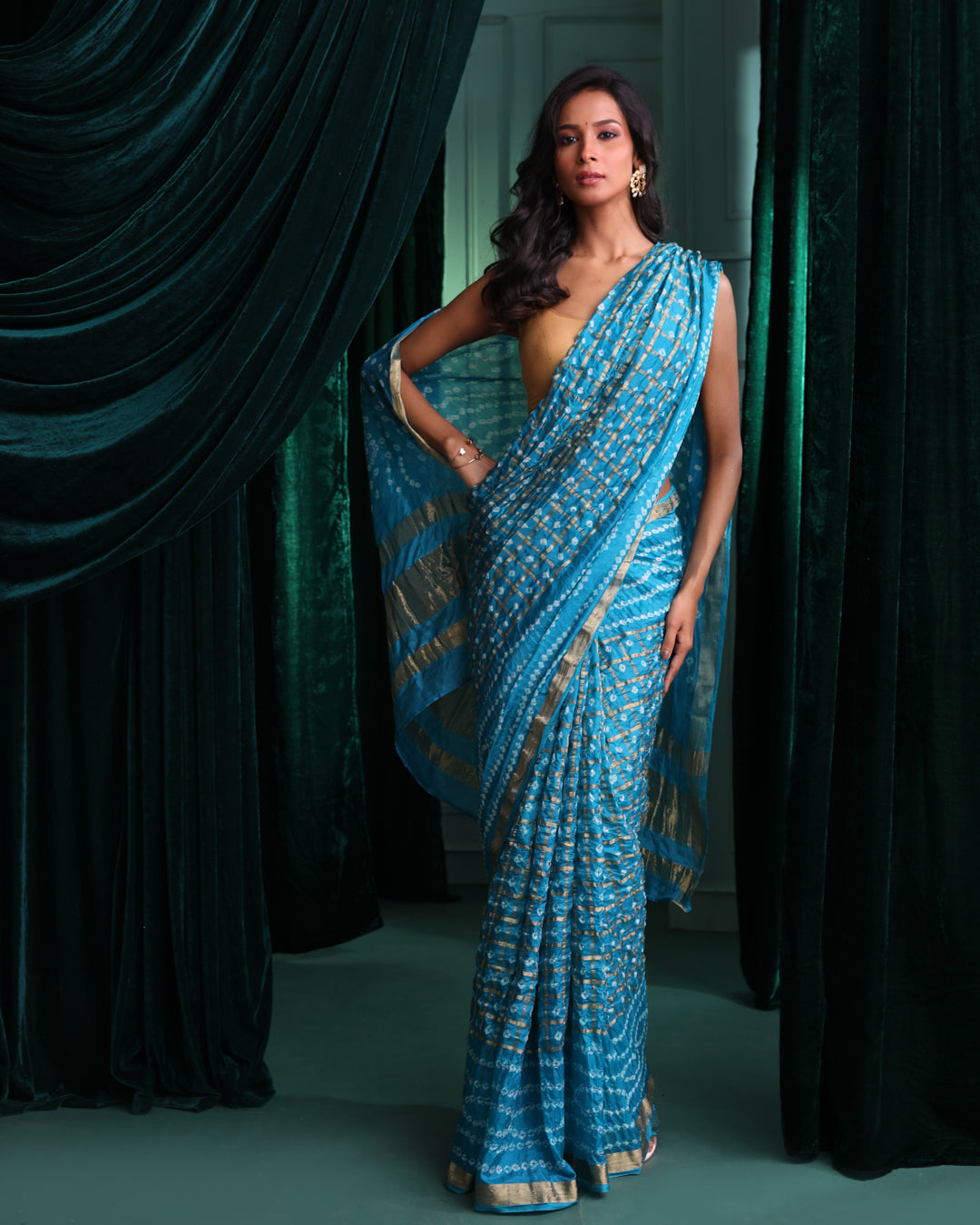 BLUE ENCHANTMENT (BANDHANI POLY SILK SAREE)