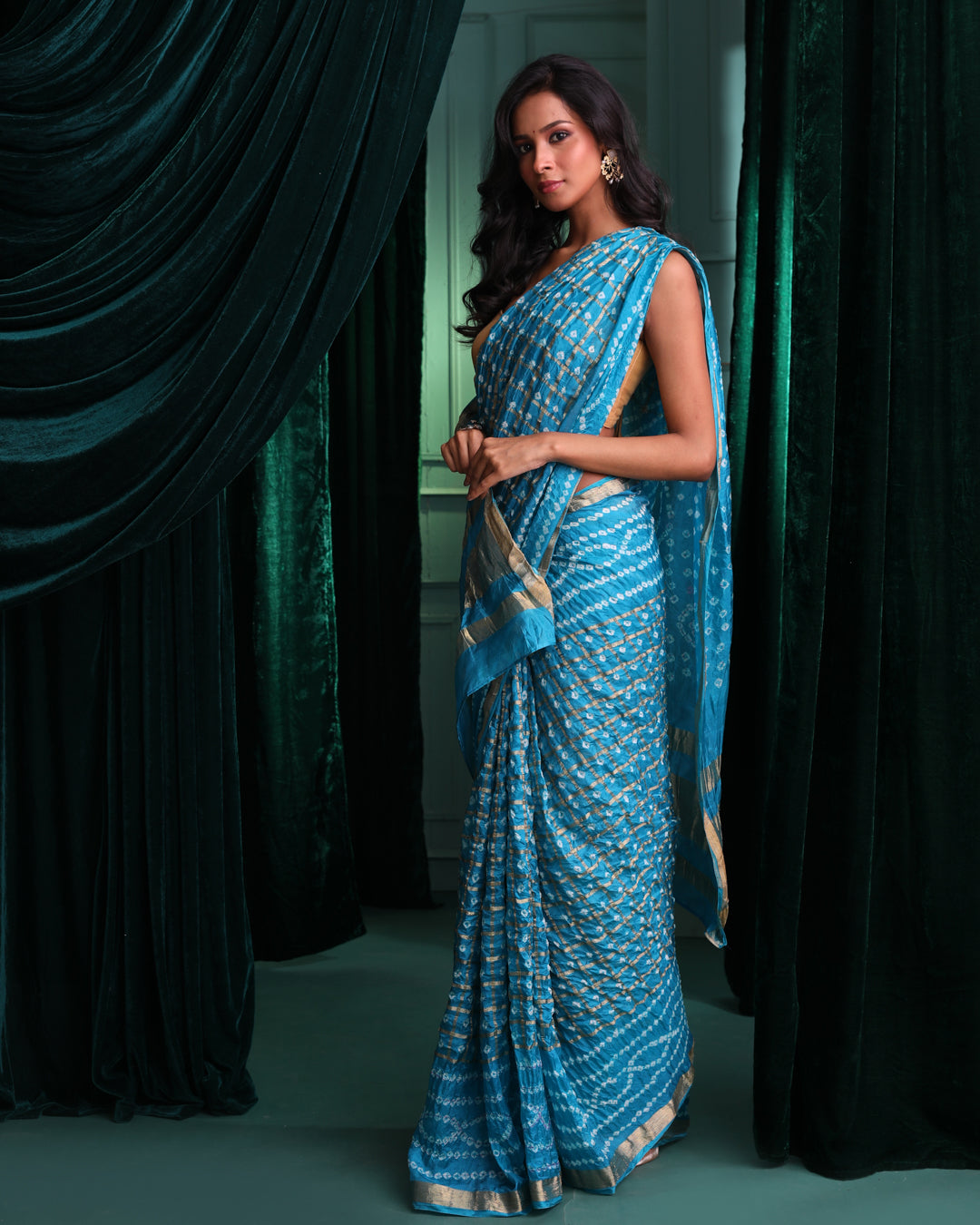 BLUE ENCHANTMENT (BANDHANI POLY SILK SAREE)