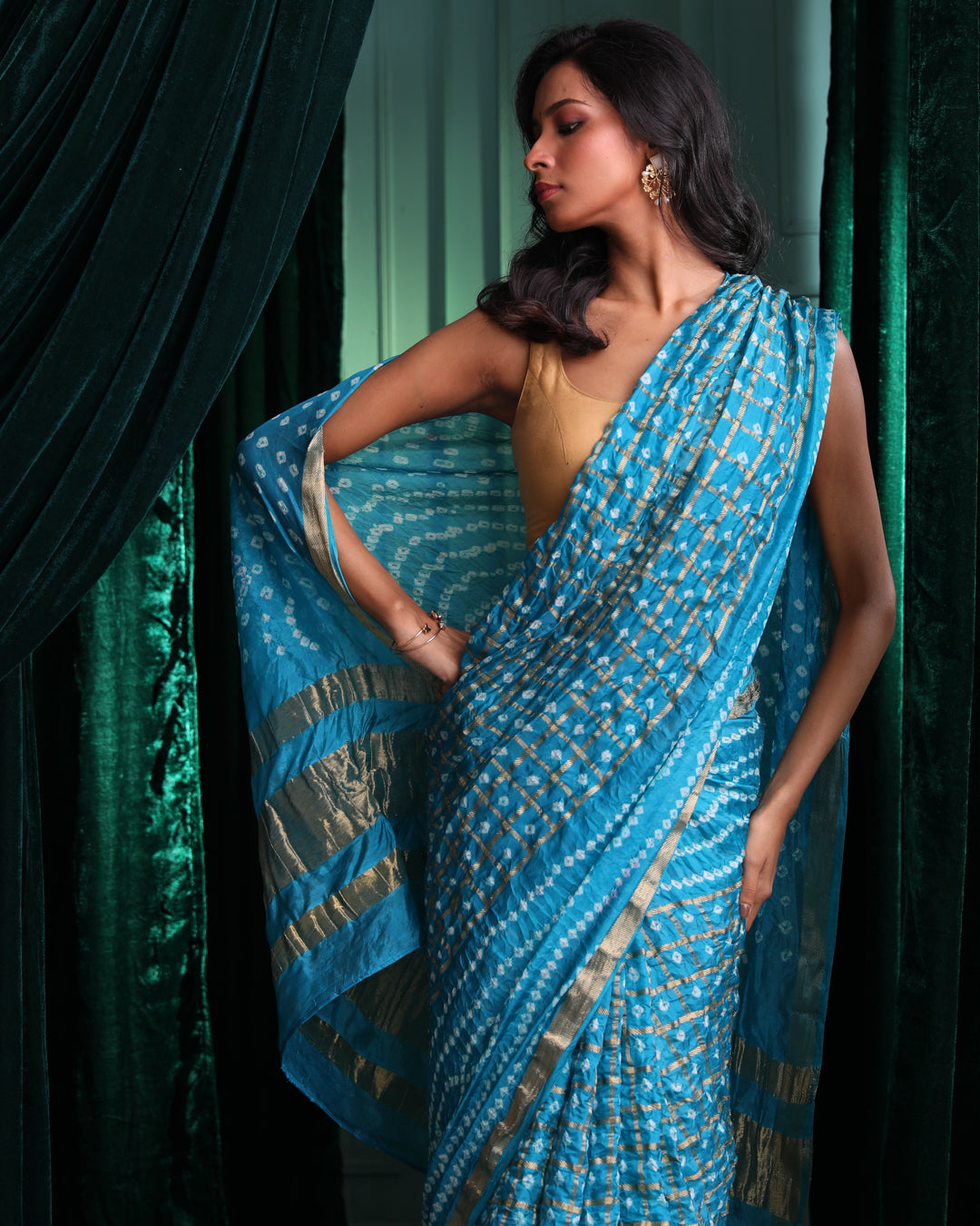 BLUE ENCHANTMENT (BANDHANI POLY SILK SAREE)