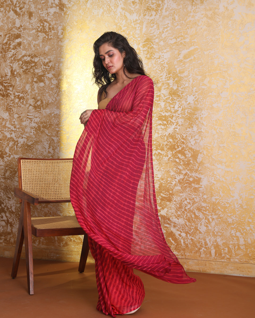 CORAL SUNSET LEHERIYA (LEHERIYA SAREE)