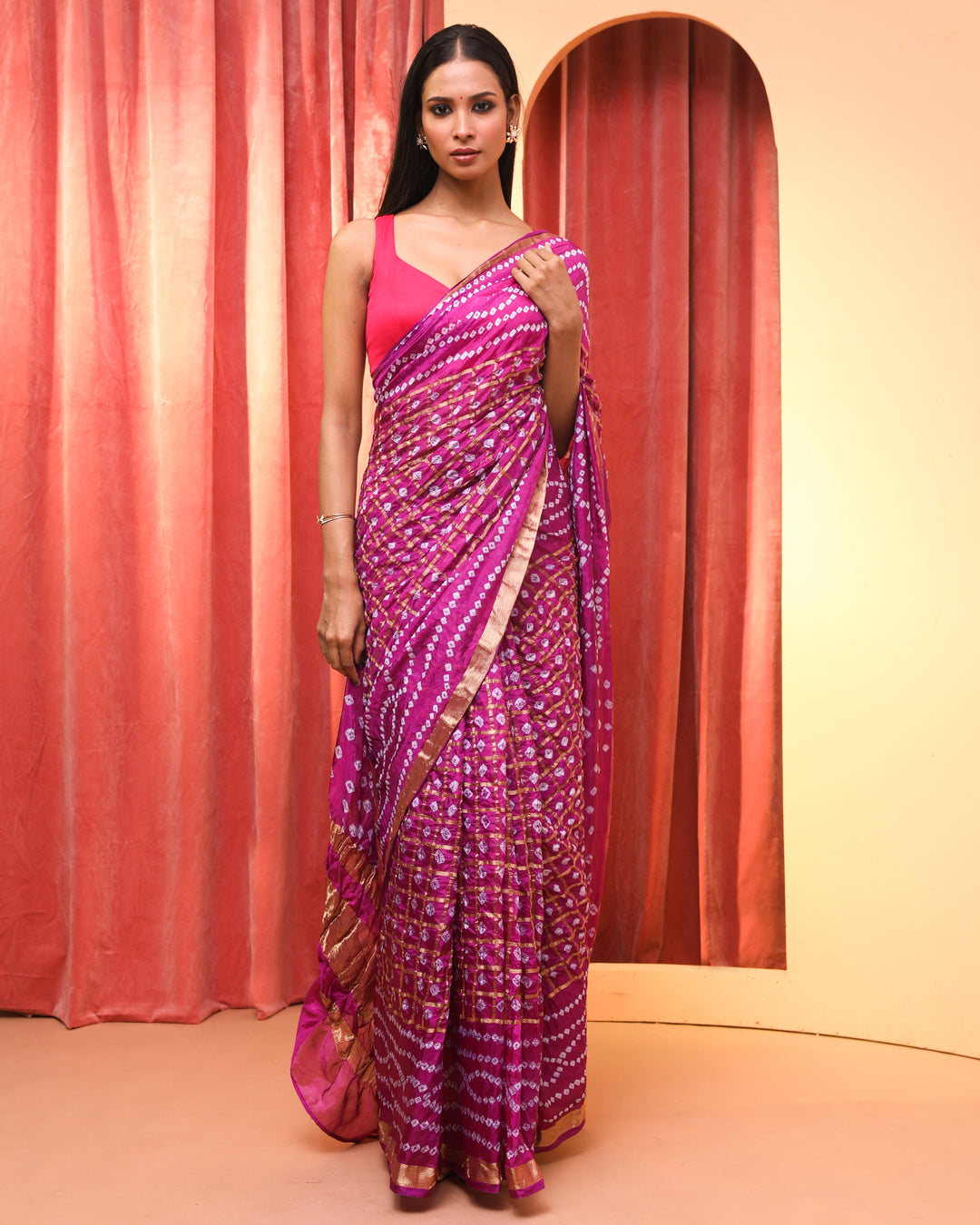GRAPE GLOW (BANDHANI POLY SILK SAREE)