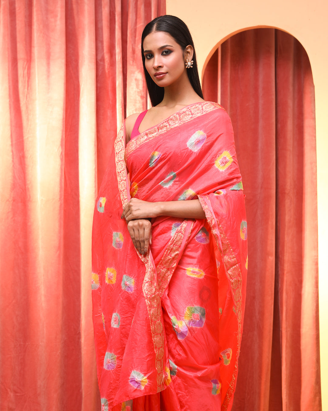 GLEAMING HERITAGE (BANDHANI POLY SILK SAREE)