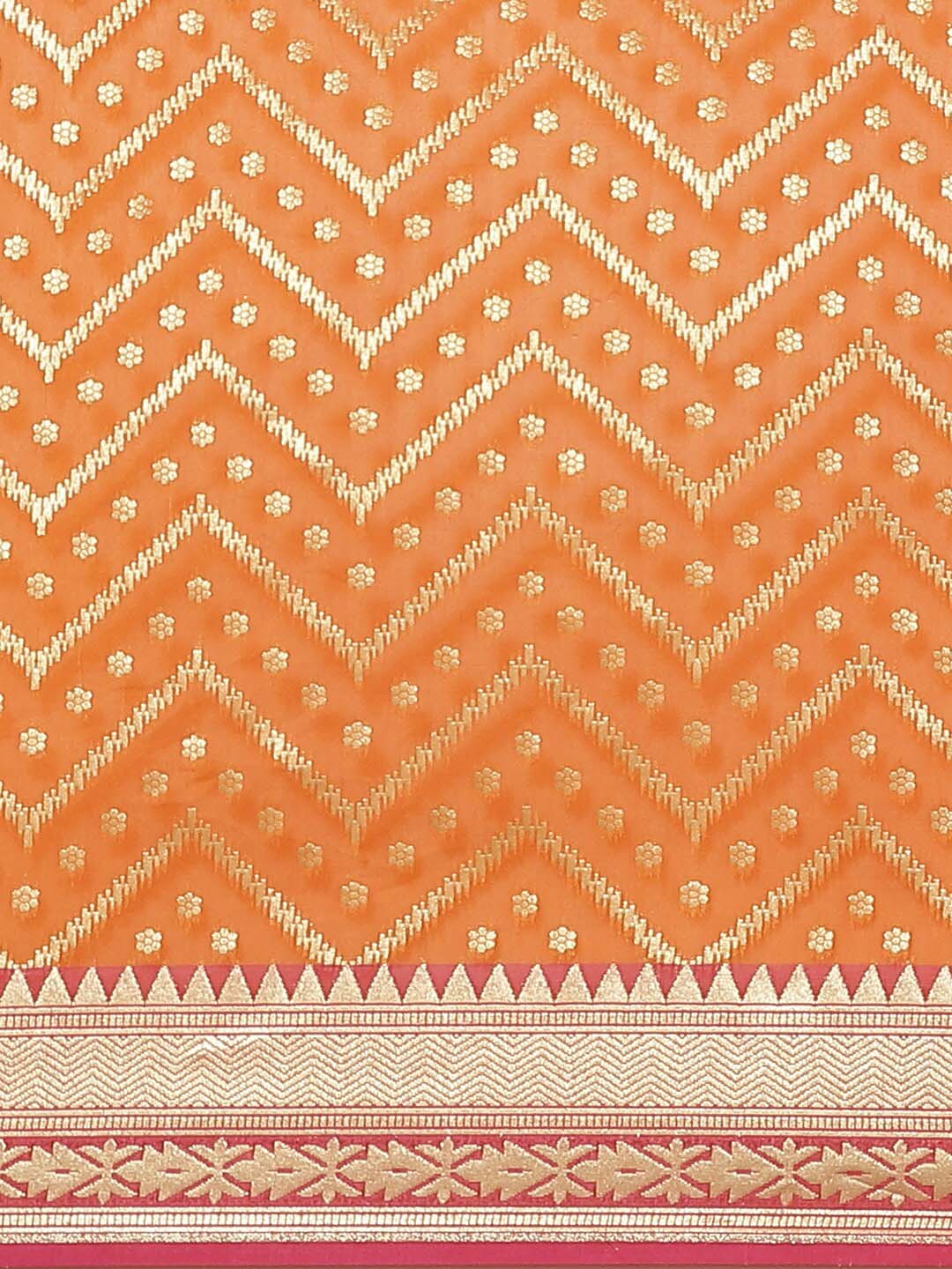 Indethnic Banarasi Orange Woven Design Party Wear Saree - View 3
