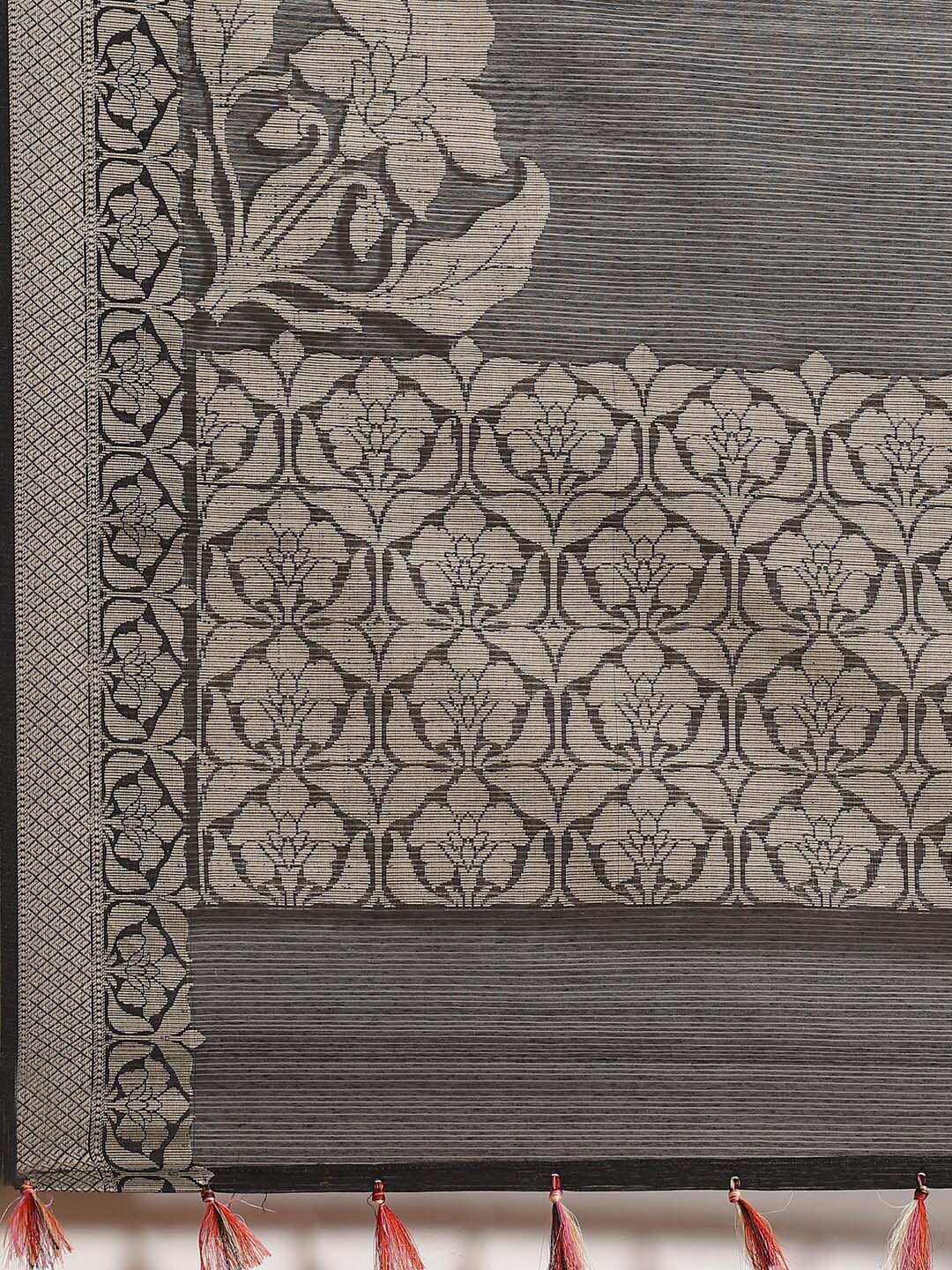 Indethnic Banarasi Black Woven Design Work Wear Saree - Saree Detail View