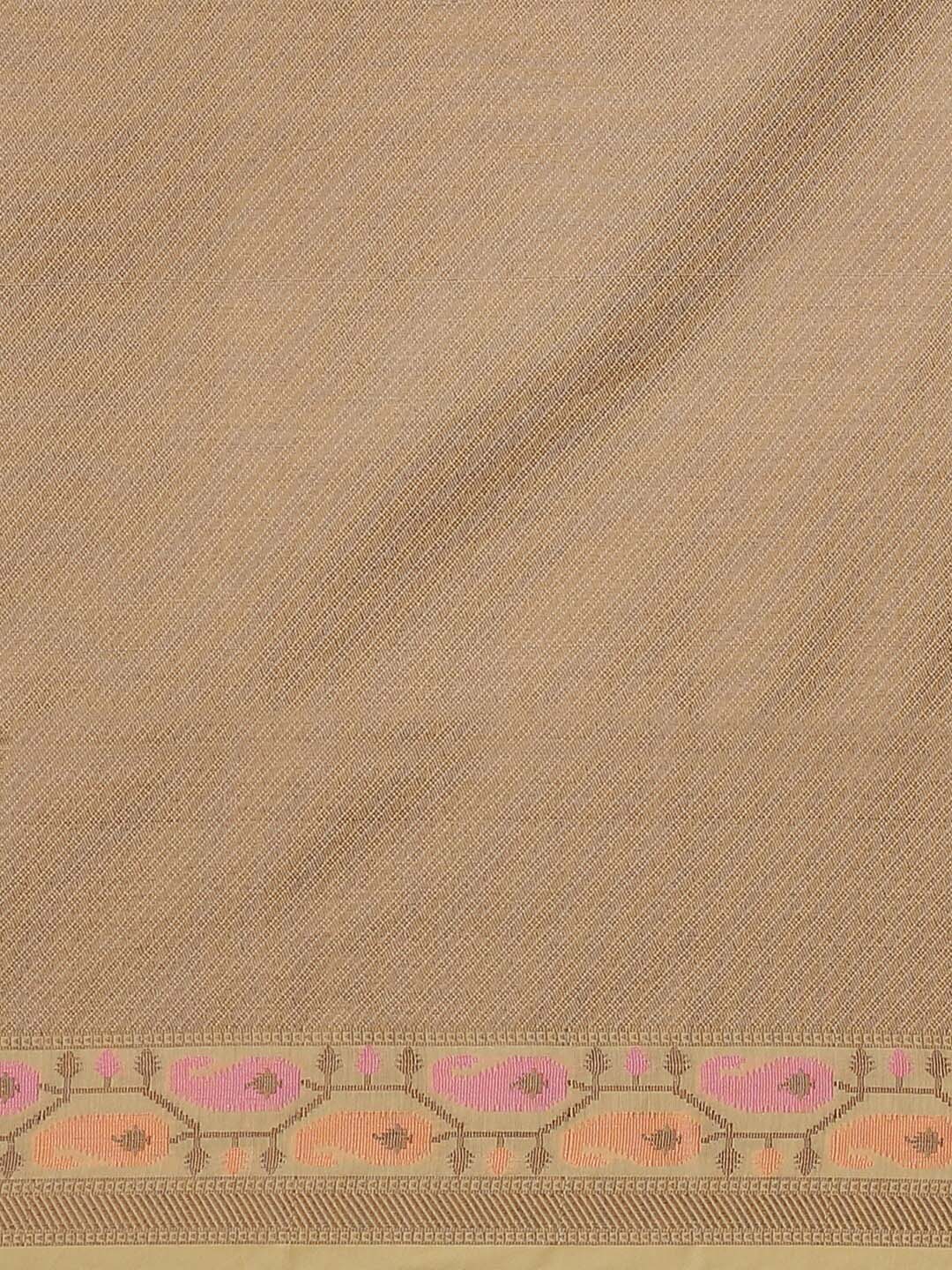 Indethnic Banarasi Beige Woven Design Work Wear Saree - Saree Detail View