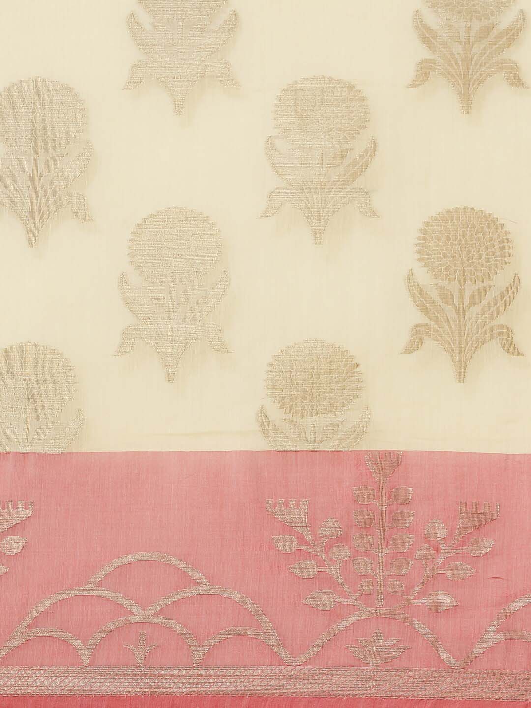 Indethnic Banarasi Cream Woven Design Daily Wear Saree - View 3