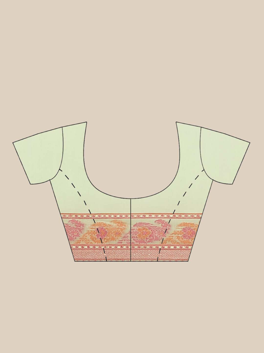 Indethnic Banarasi Green Solid Daily Wear Saree - Blouse Piece View