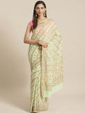 Indethnic Banarasi Green Woven Design Work Wear Saree - View 1