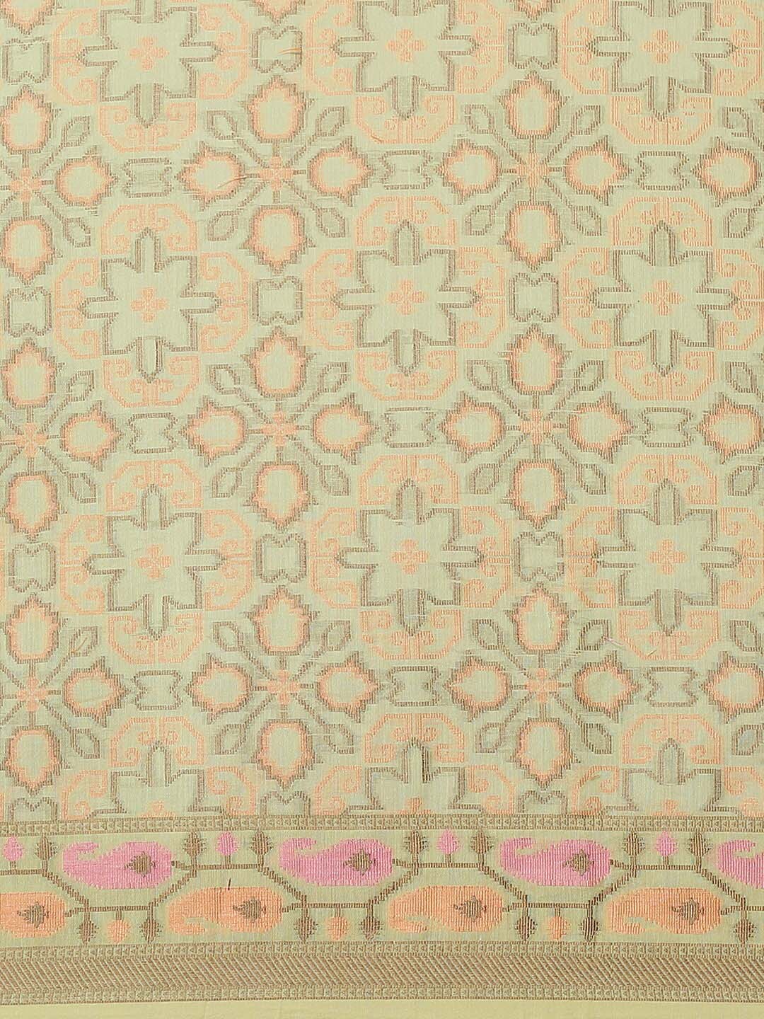 Indethnic Banarasi Green Woven Design Work Wear Saree - View 2