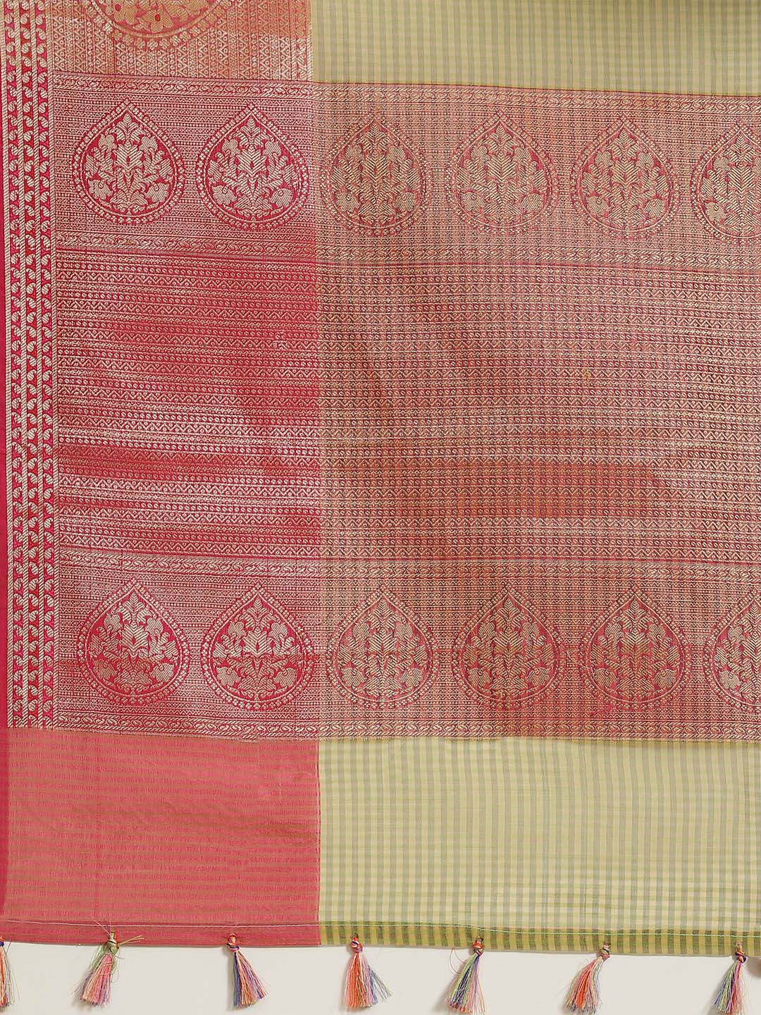 CHEQUERED GREEN (BANARASI LIVA SAREE)