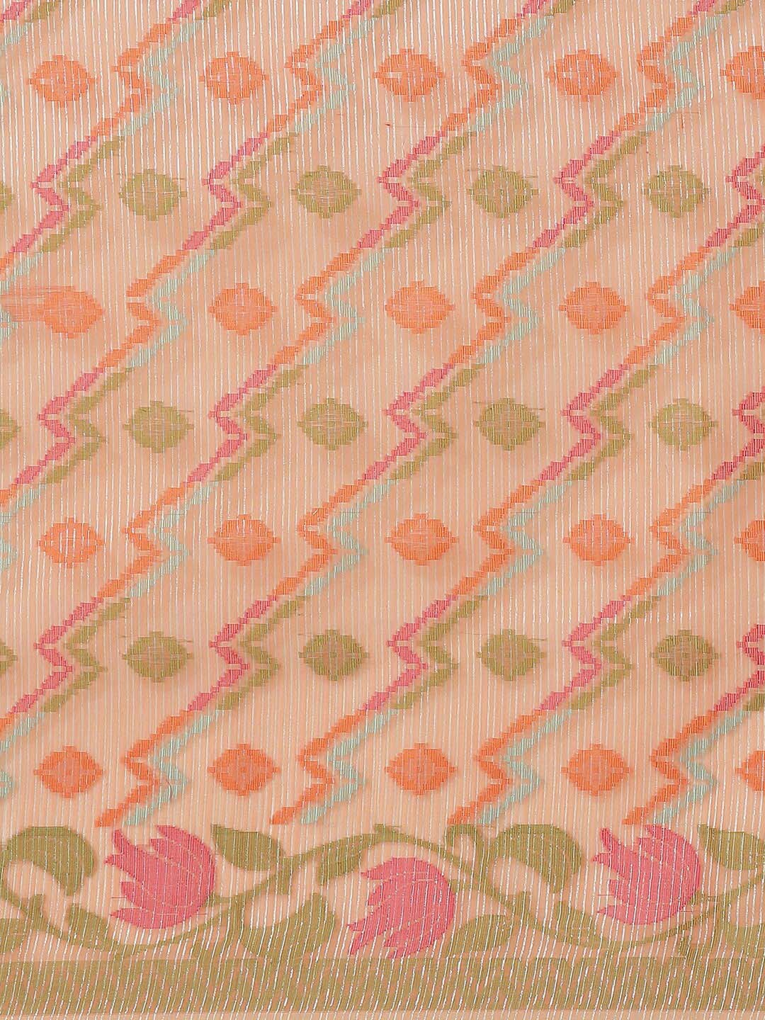 Indethnic Banarasi Peach Woven Design Work Wear Saree - View 2