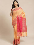 Indethnic Banarasi Peach Woven Design Daily Wear Saree - View 1