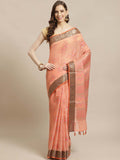 Indethnic Banarasi Peach Woven Design Daily Wear Saree - View 1