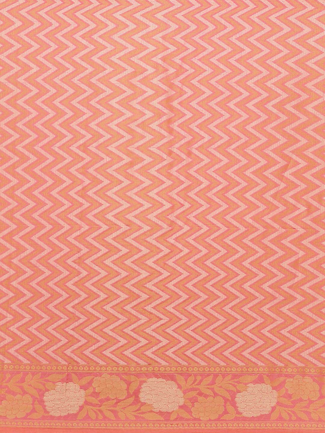Indethnic Banarasi Pink Woven Design Work Wear Saree - Saree Detail View