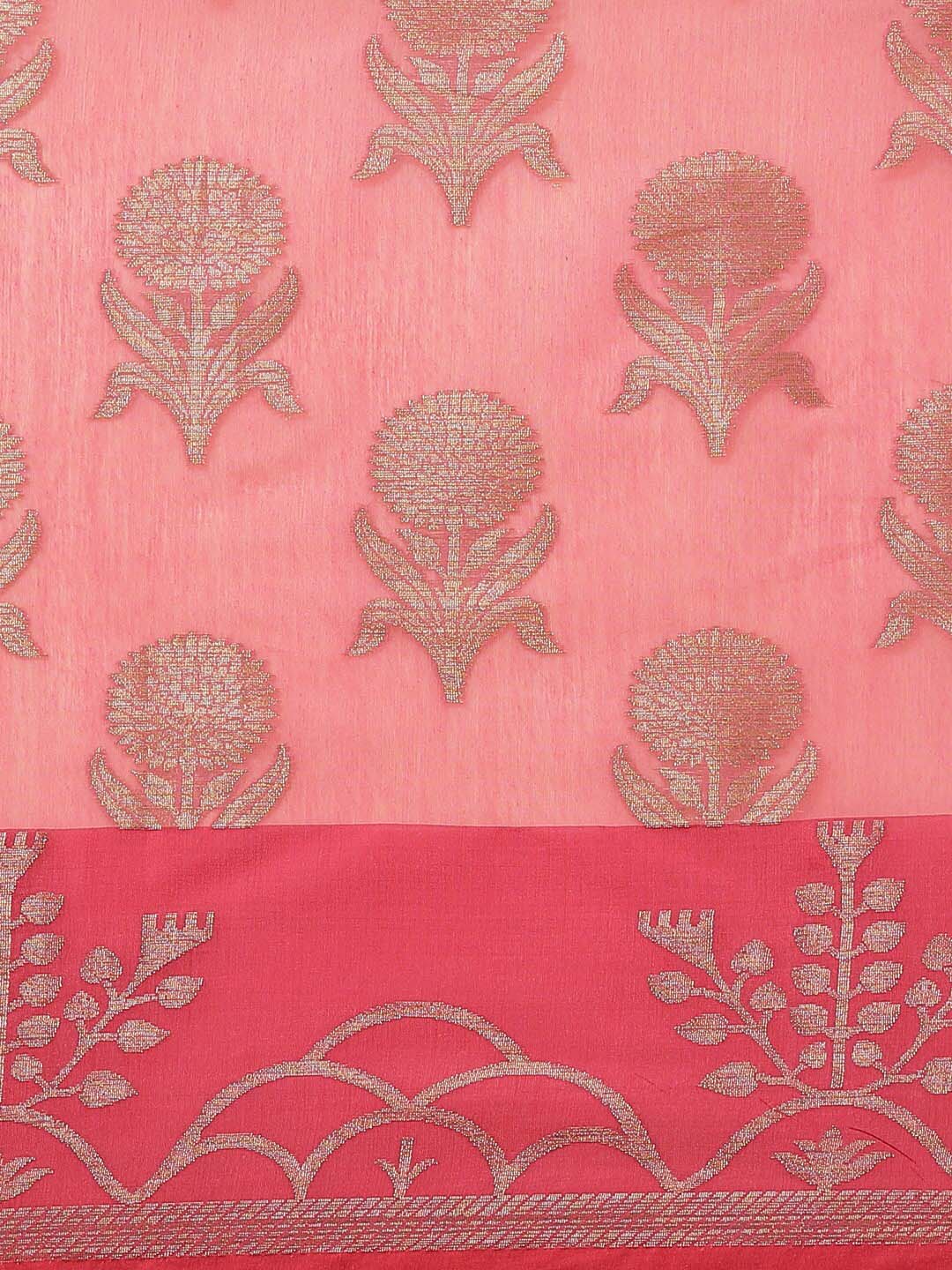 Indethnic Banarasi Pink Woven Design Daily Wear Saree - View 3