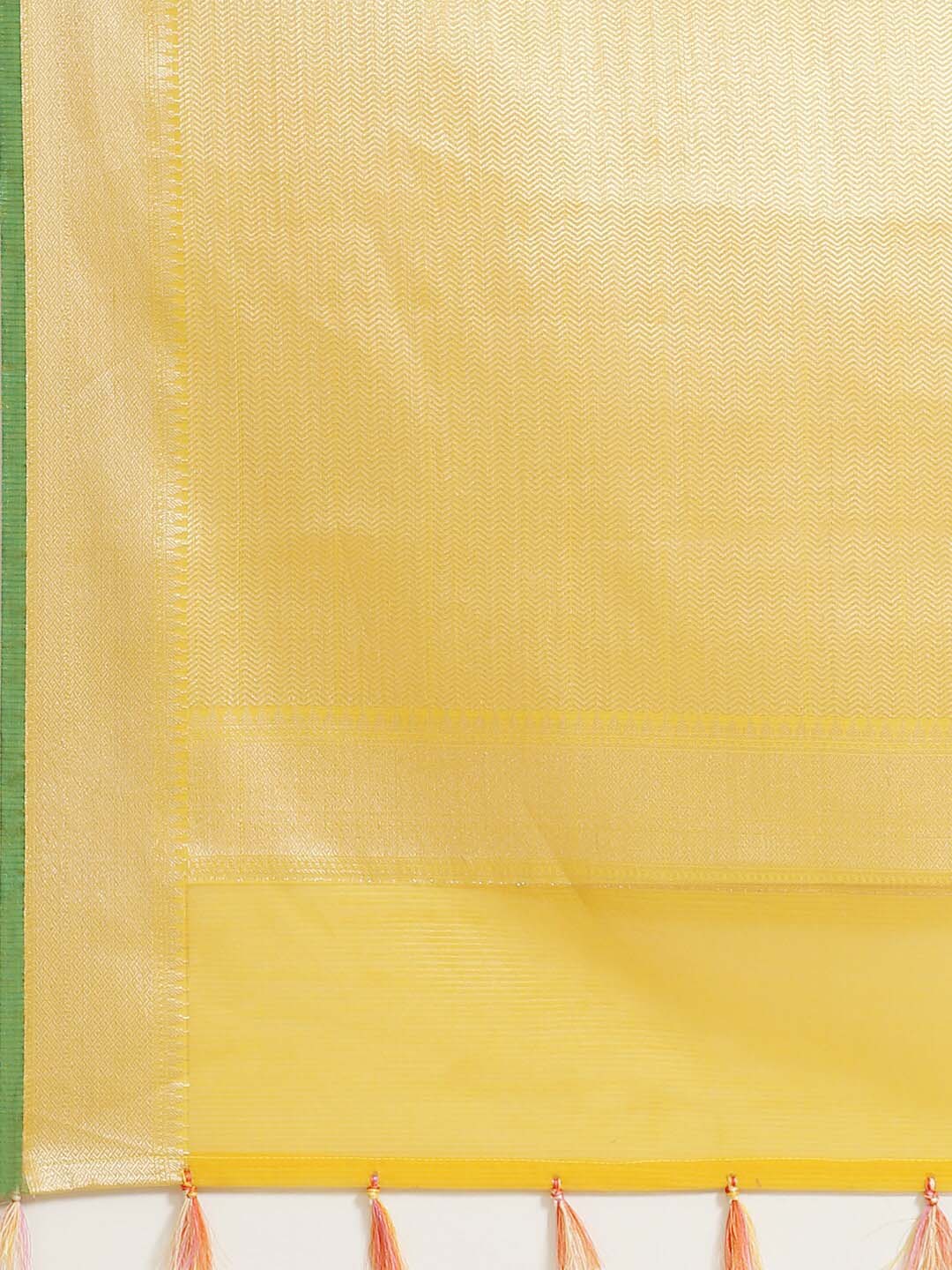 Indethnic Banarasi Yellow Woven Design Daily Wear Saree - Saree Detail View