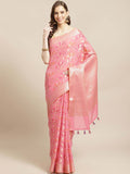 Indethnic Banarasi Fuchsia Woven Design Daily Wear Saree - View 1