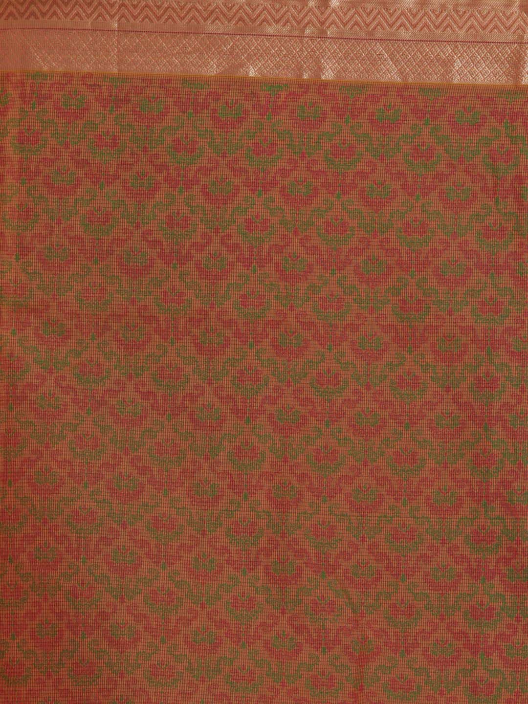 Indethnic Banarasi Orange Printed Daily Wear Saree - Saree Detail View