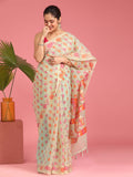 Indethnic Banarasi White Ethnic Motifs Woven Design Traditional Wear Saree - View 1