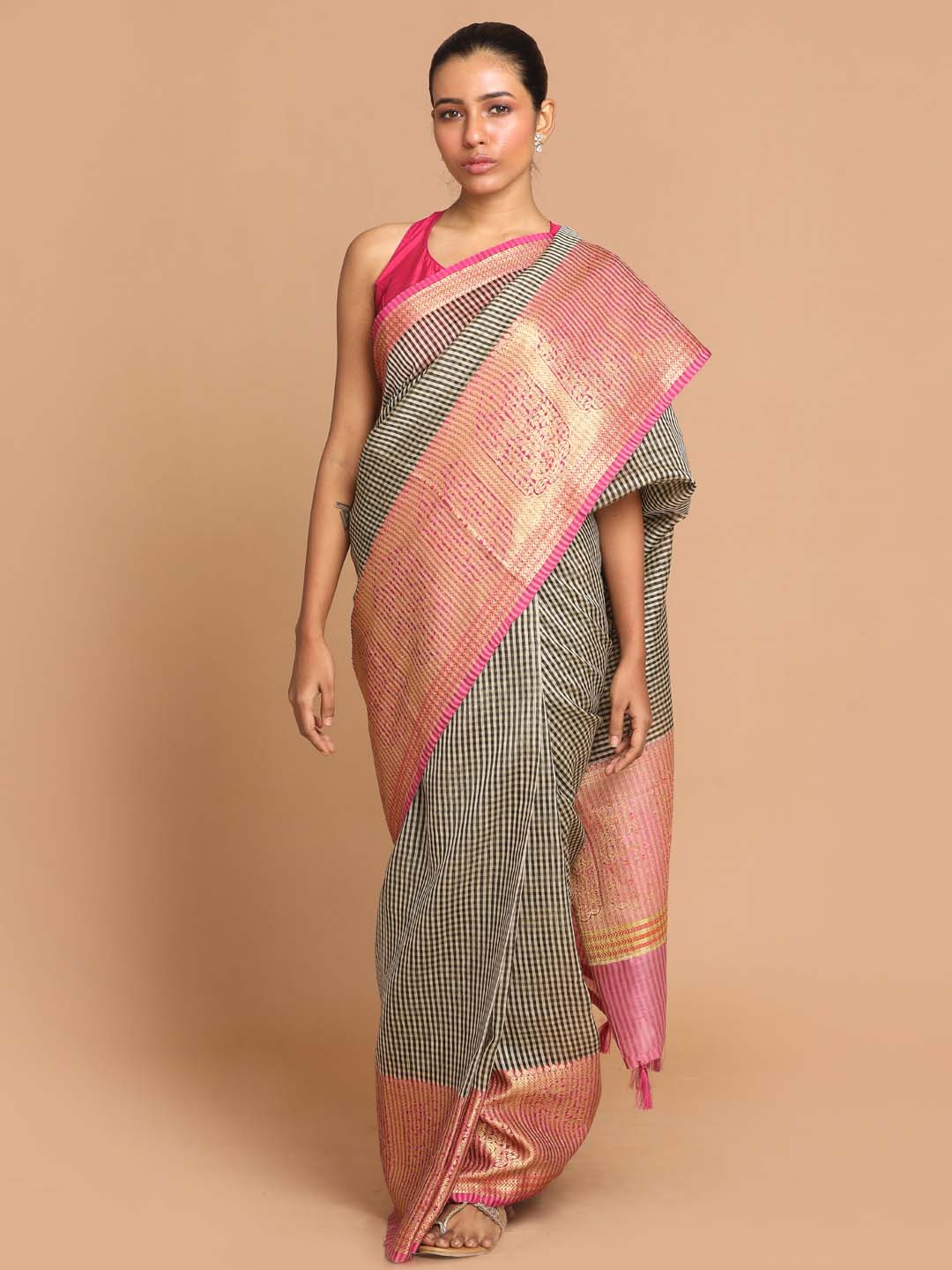 Indethnic Banarasi Black Woven Design Work Wear Saree - View 2