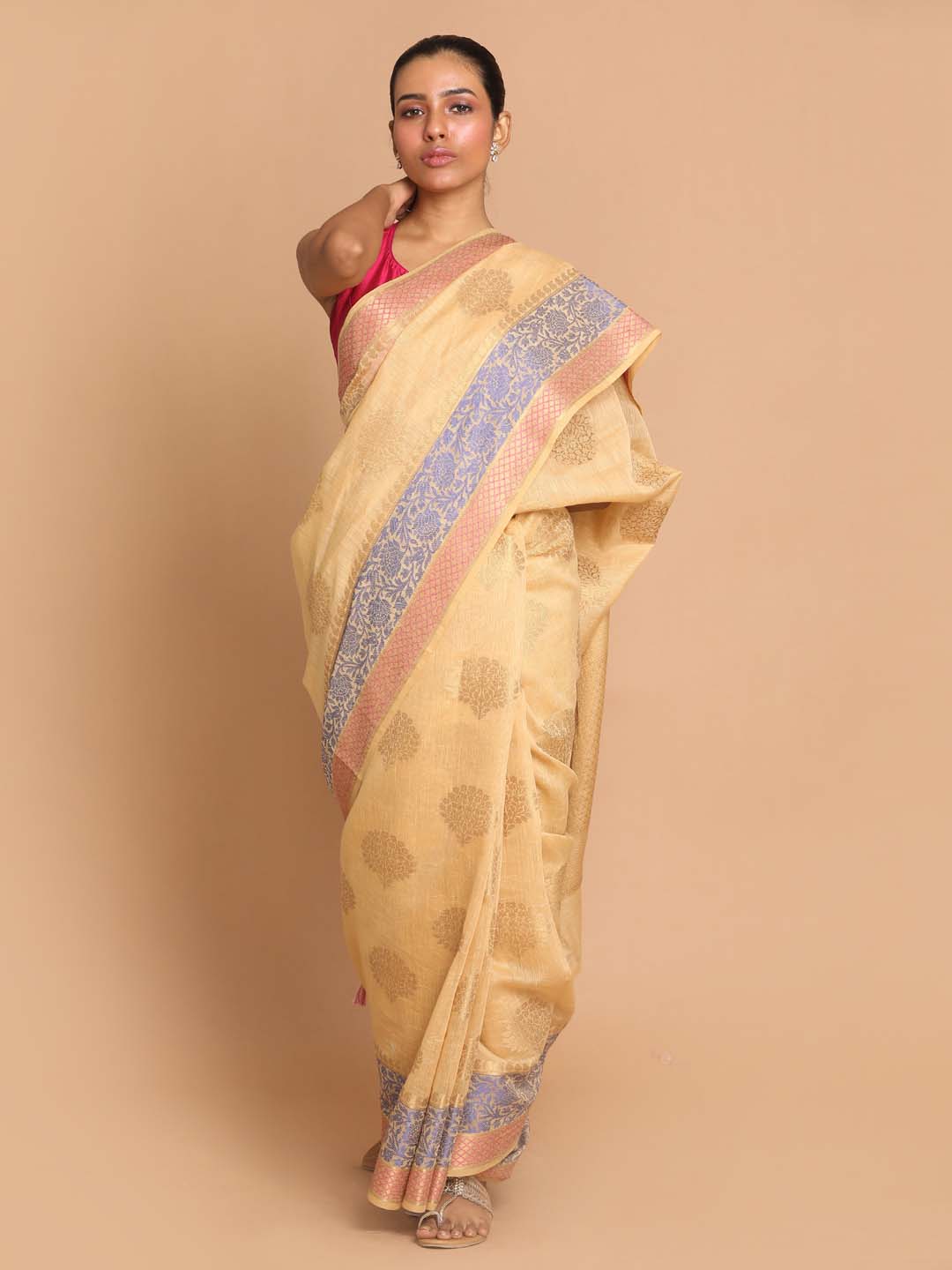 Indethnic Banarasi Gold Woven Design Work Wear Saree - View 1