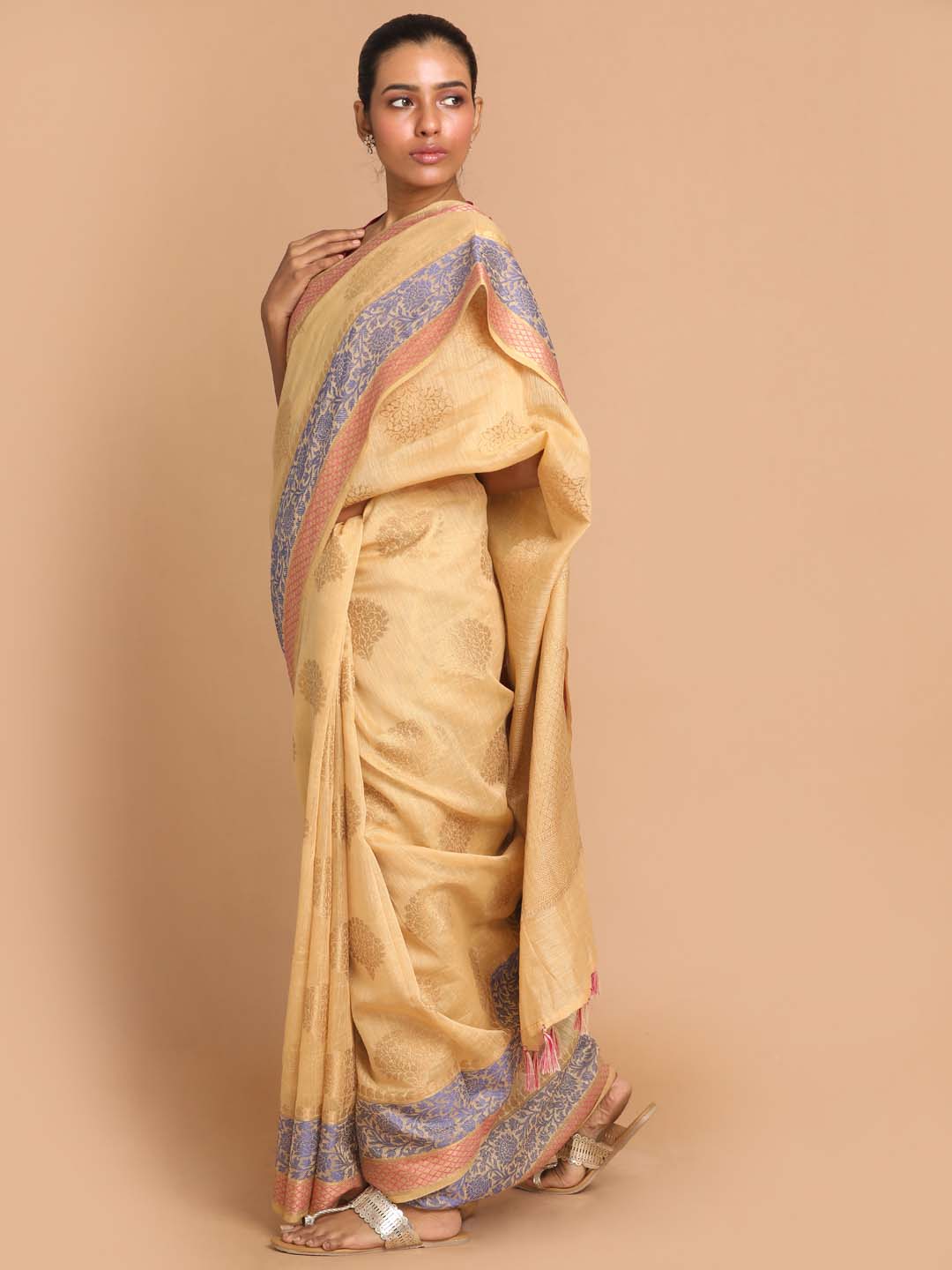 Indethnic Banarasi Gold Woven Design Work Wear Saree - View 2