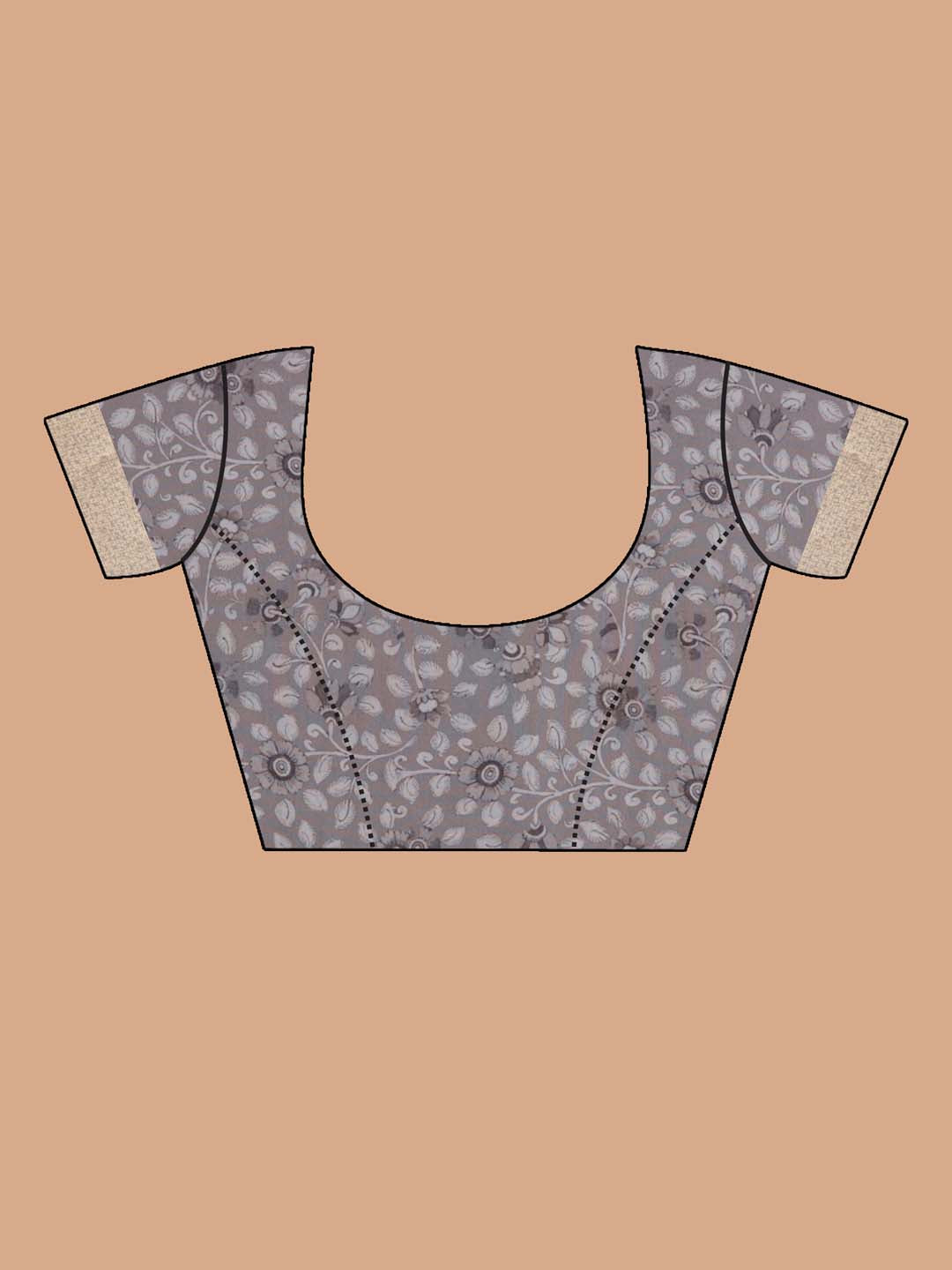 Indethnic Banarasi Lavendar Printed Party Wear Saree - Blouse Piece View