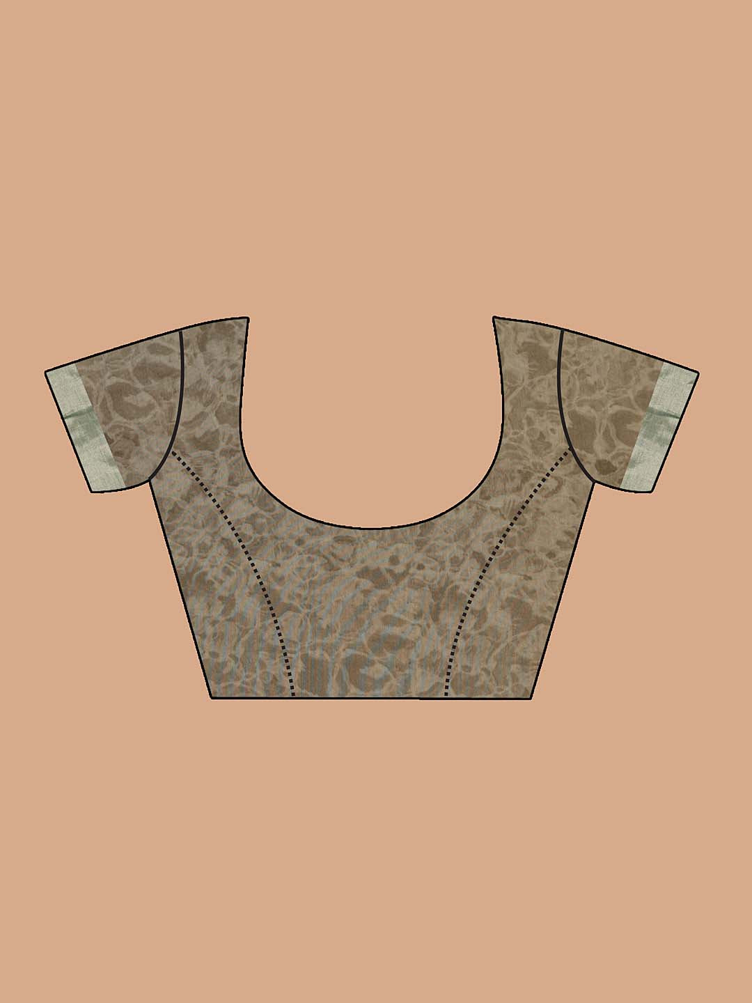 Indethnic Banarasi Olive Printed Party Wear Saree - Blouse Piece View