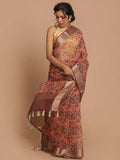 Indethnic Banarasi Rust Printed Party Wear Saree - View 1