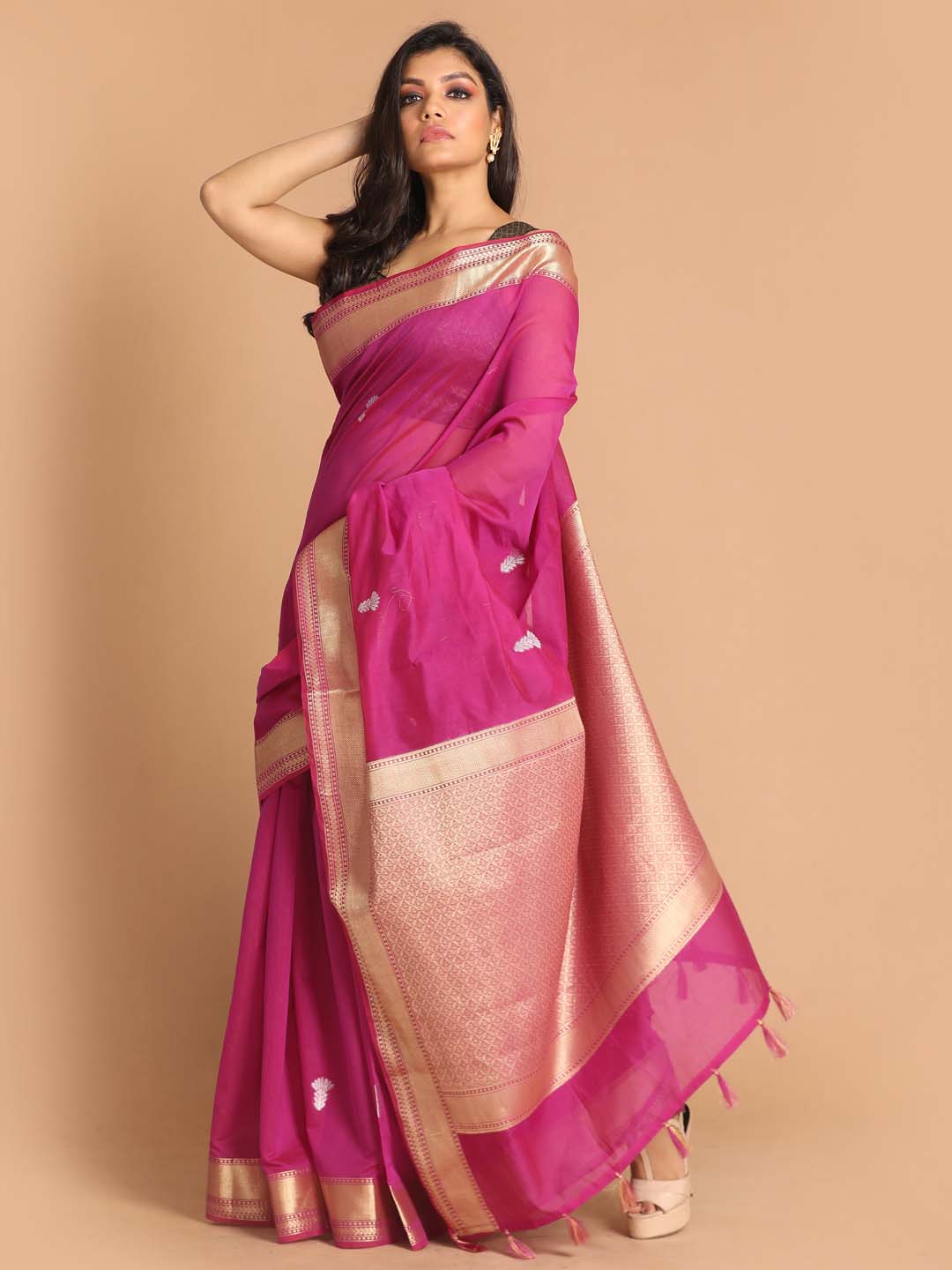 Indethnic Banarasi Purple Woven Design Daily Wear Saree - View 2