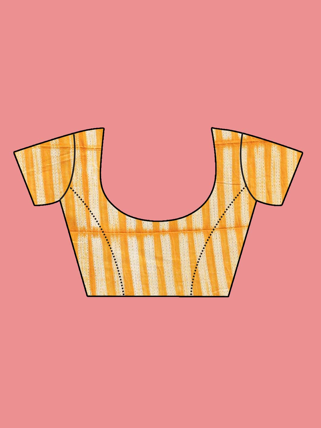 Indethnic Shibori Silk Cotton Saree in Green - Blouse Piece View