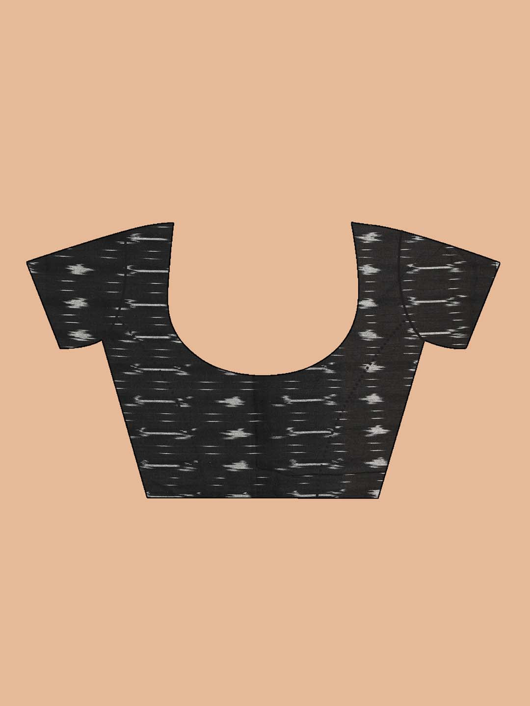 Indethnic Printed Pure Cotton Saree in Black - Blouse Piece View