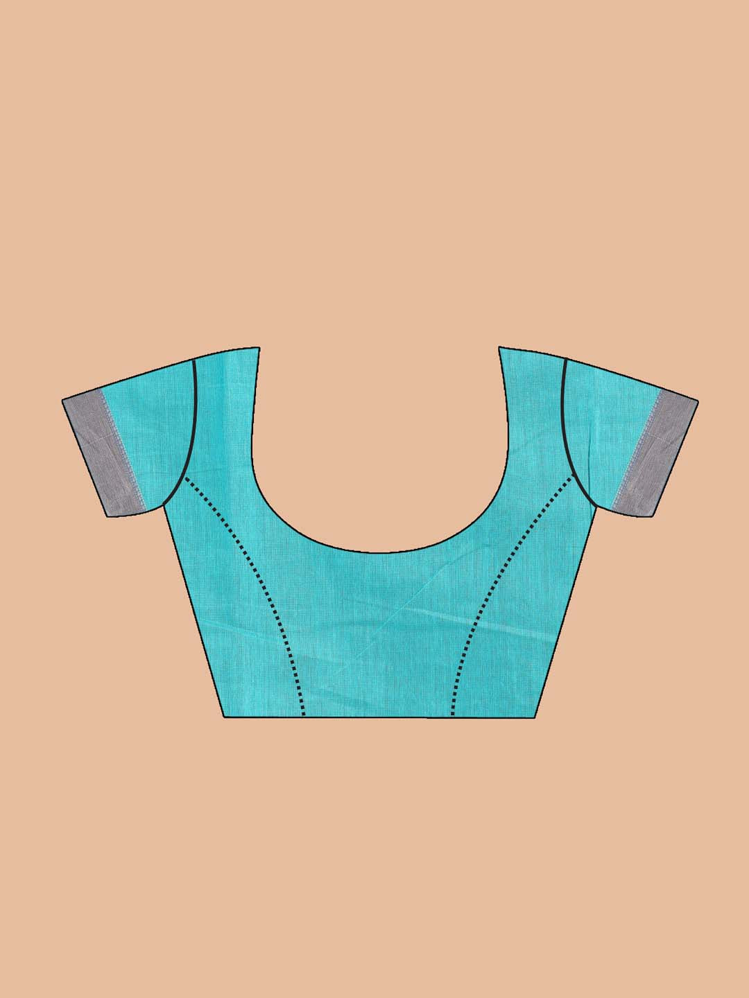 Indethnic Printed Cotton Blend Saree in Blue - Blouse Piece View